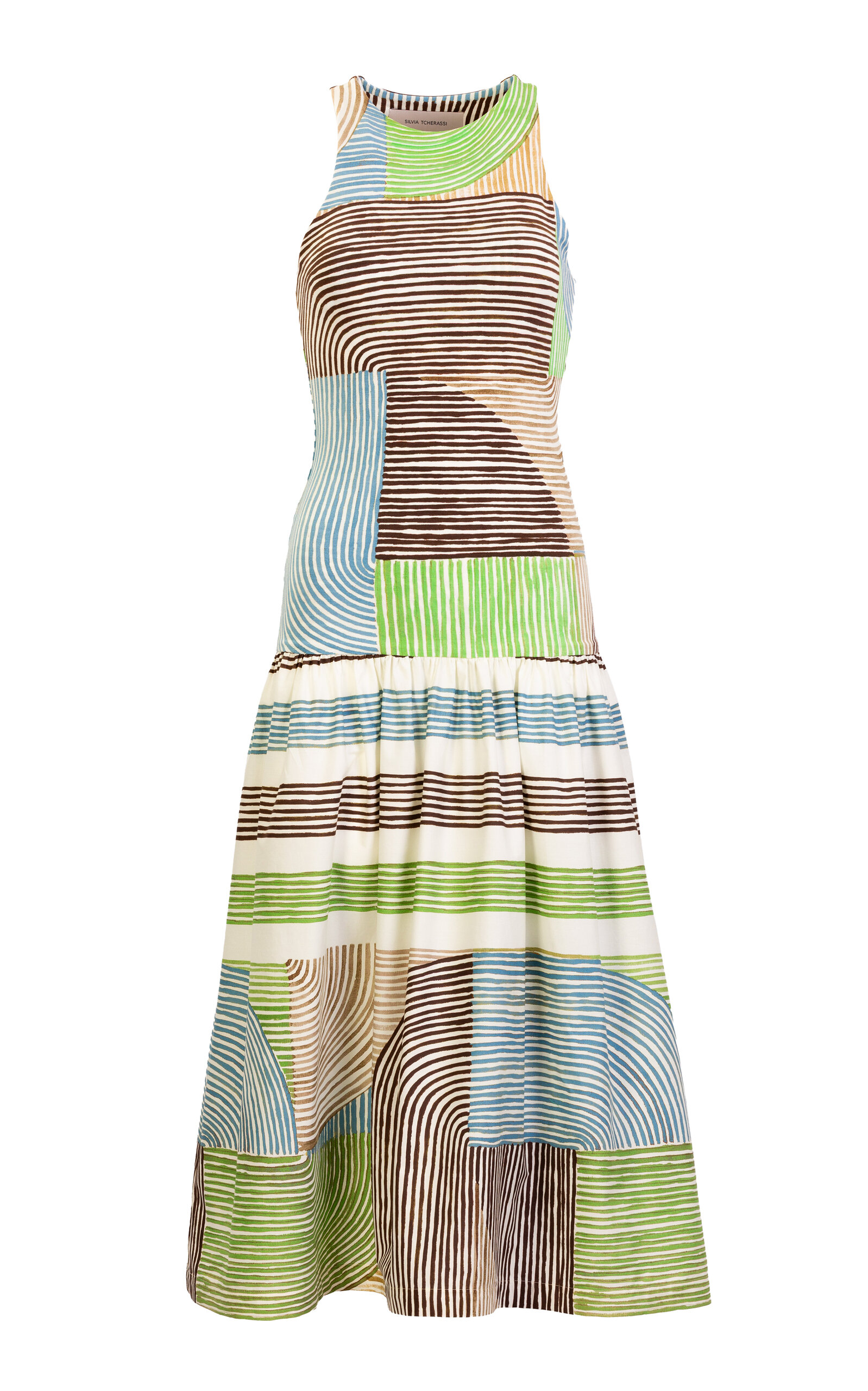 Silvia Tcherassi Jamelia Cotton Blend Midi Dress In Multi