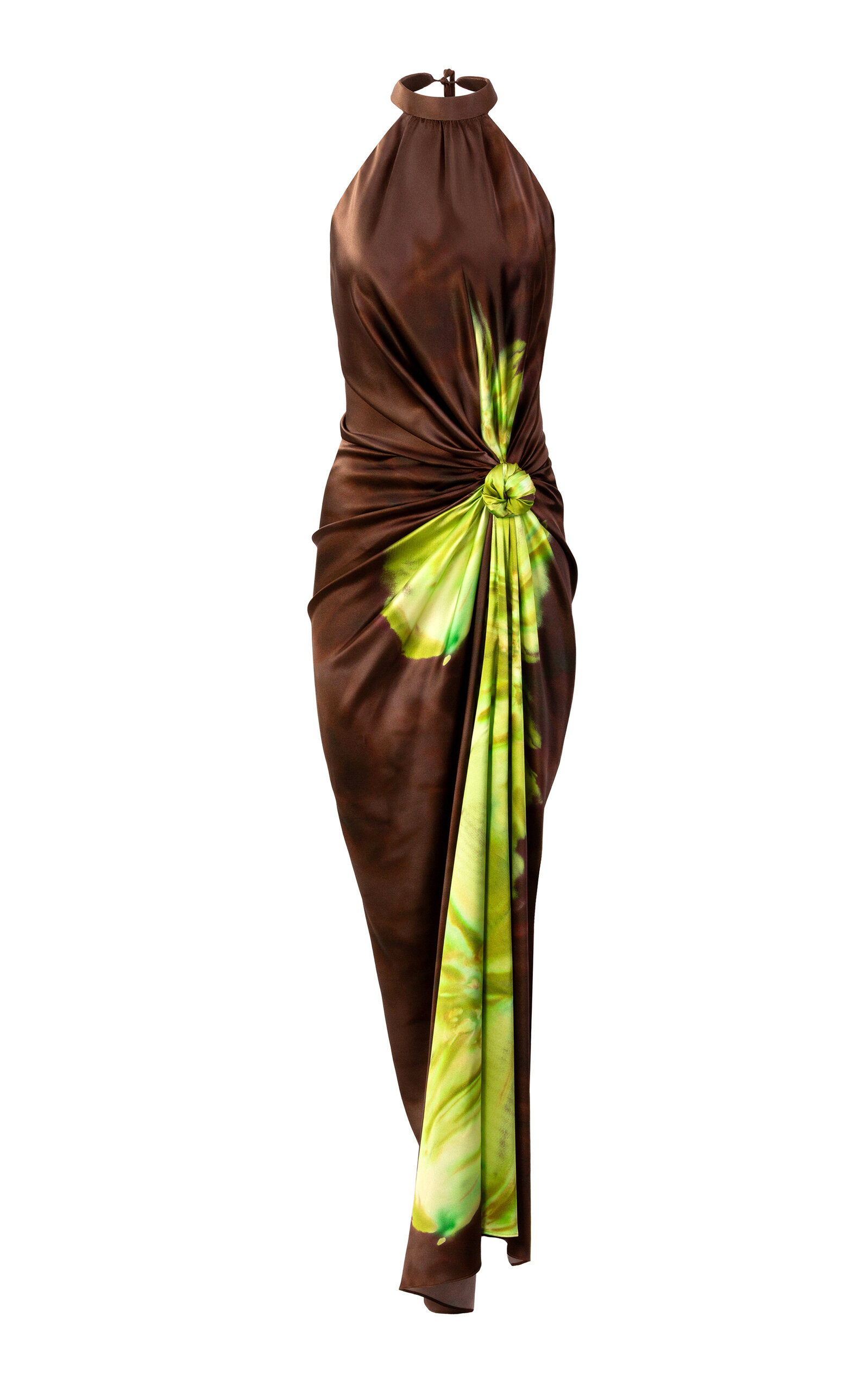 Silvia Tcherassi Tizziana Gathered Silk Satin Maxi Dress