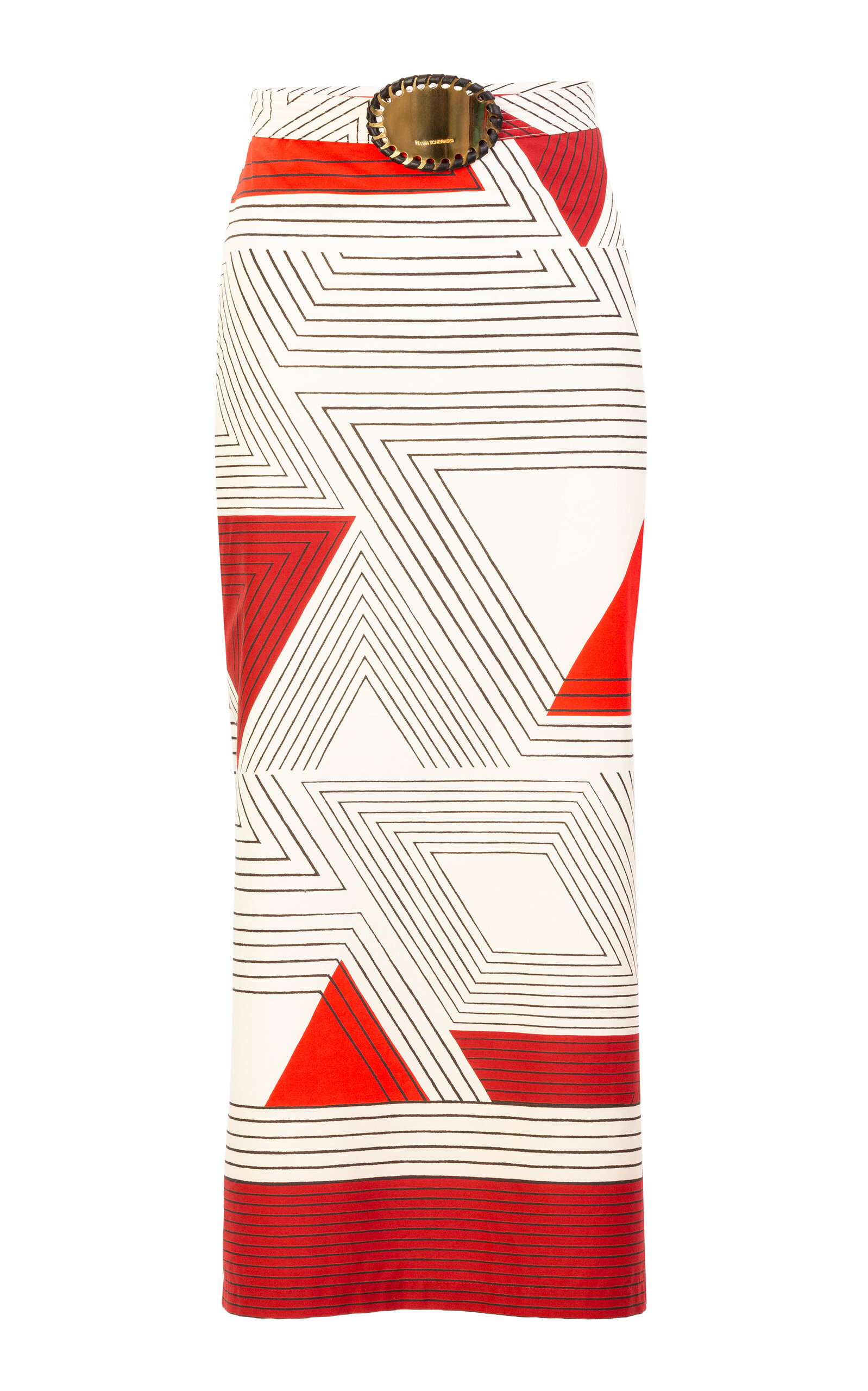 Silvia Tcherassi Atira Cotton Midi Skirt In Red