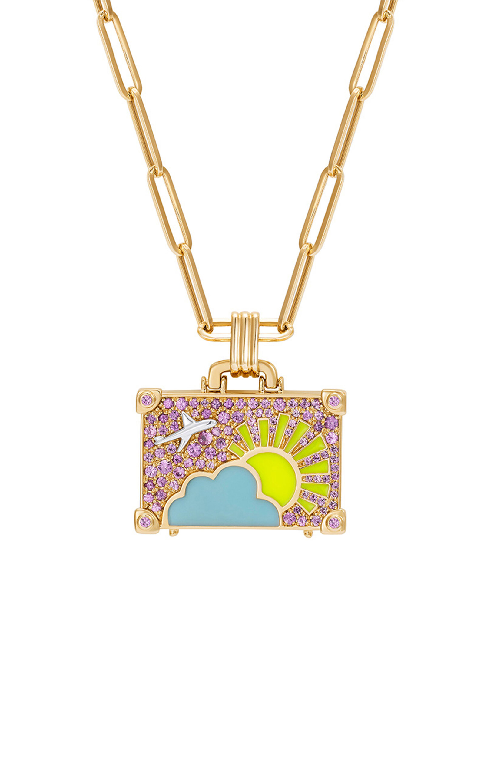 Cotton Candy 14K Yellow Gold Sapphire Necklace