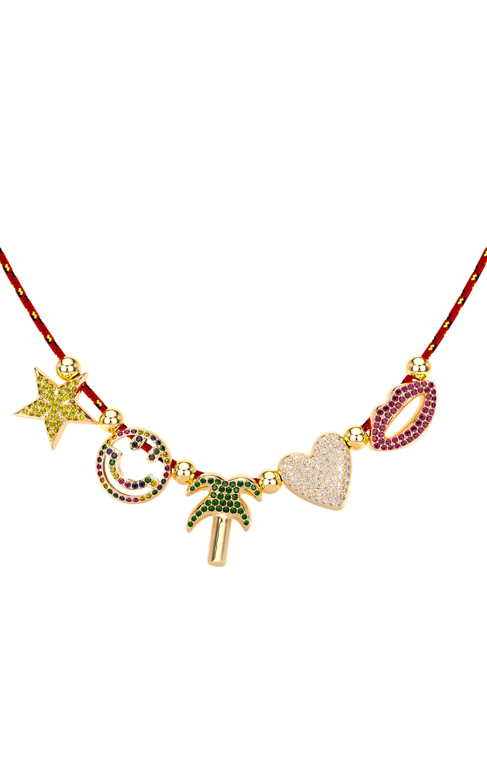 9k Yellow Gold Luxe Jewel Charm Cord Necklace
