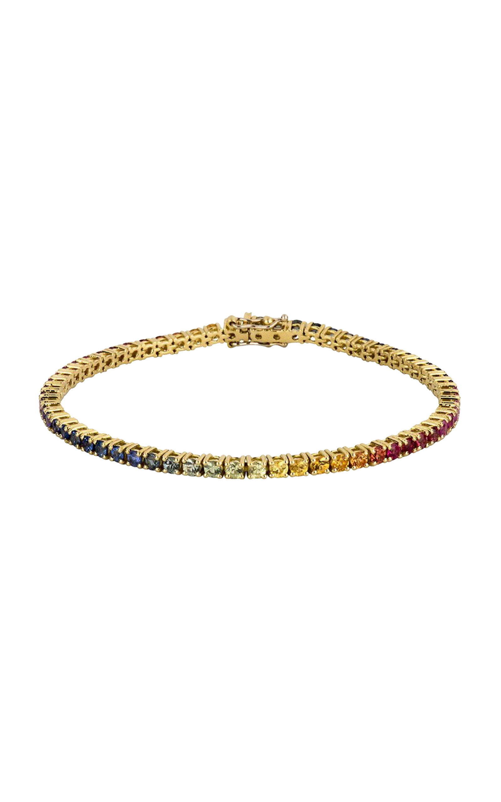 14k Yellow Gold Graduated Rainbow  Sapphire Tennis Bracelet