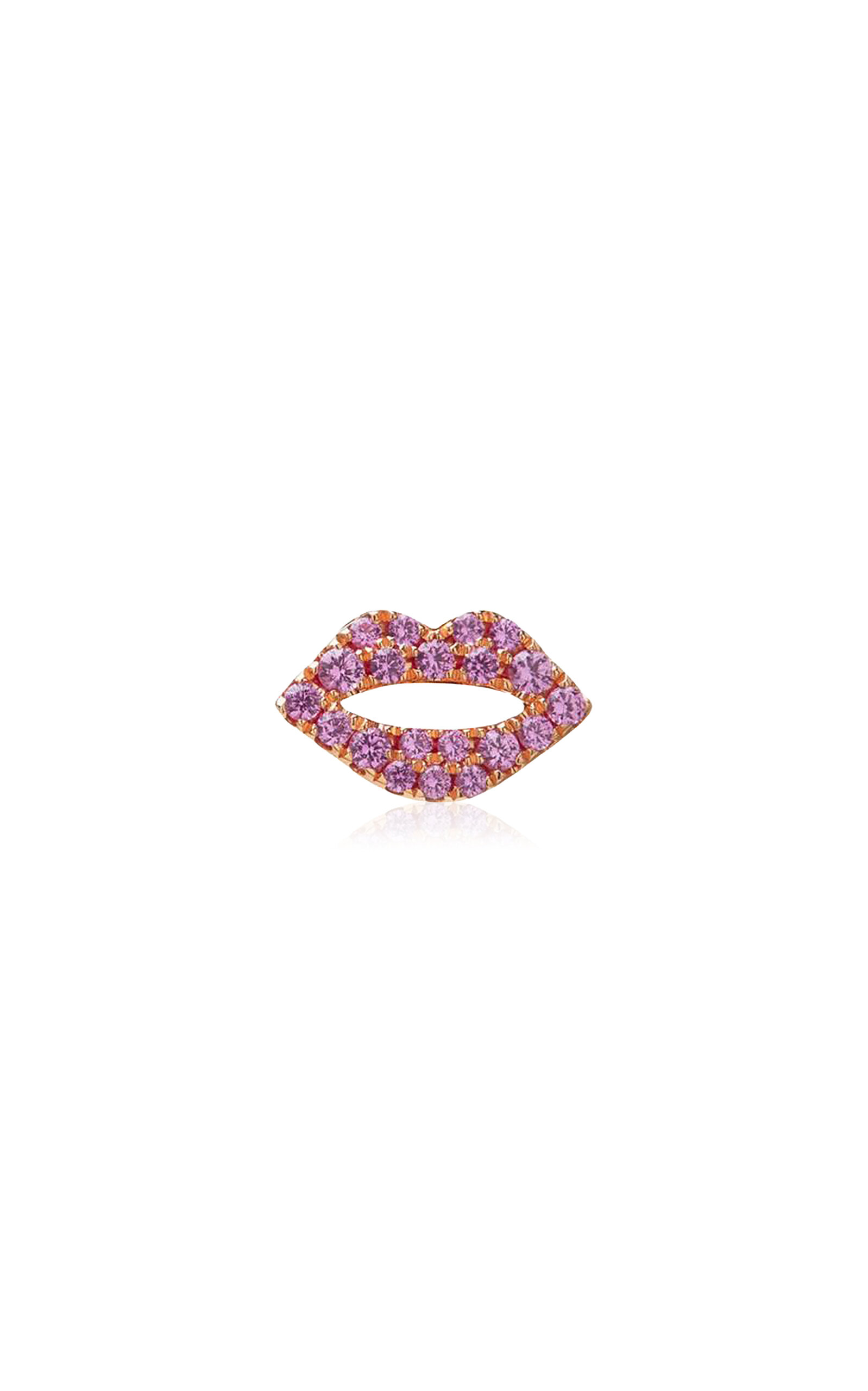 14k Rose Gold Scarlett'S Pink Sapphire Kiss Stud Single Earring