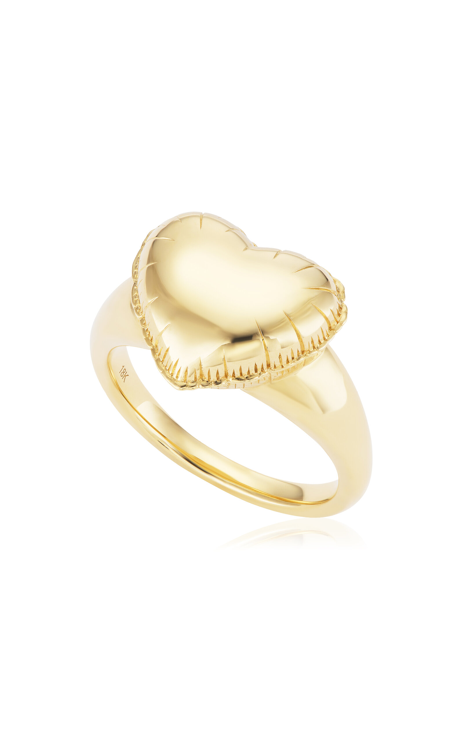 14k Yellow Gold Heart Balloon Signet Ring