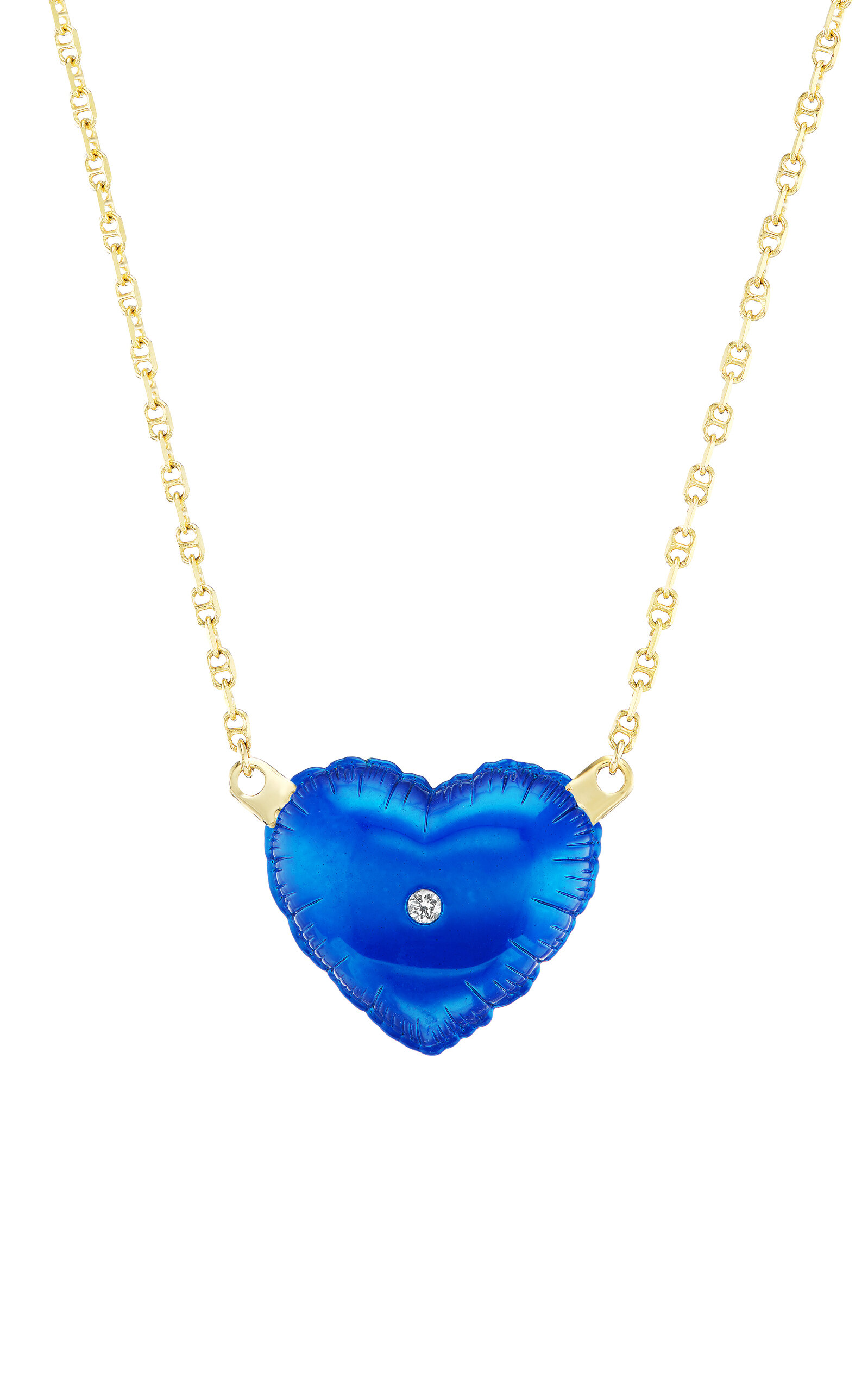 Sterling Silver Large Heart Balloon Necklace with diamond