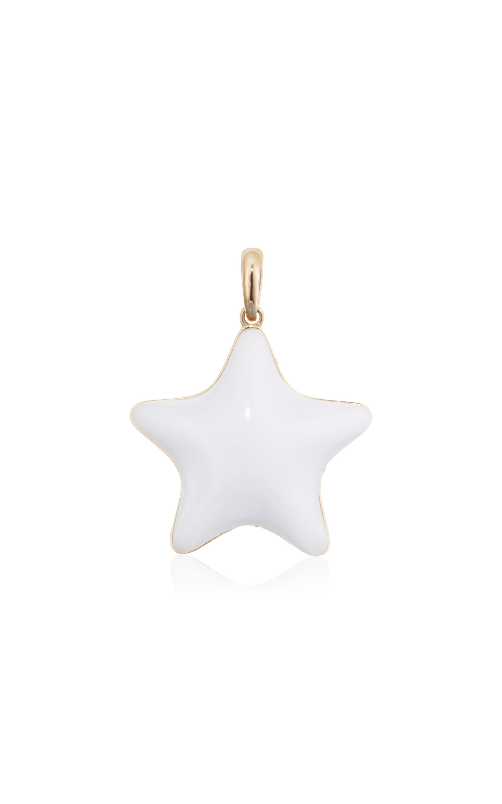 18K Yellow Gold Starfish White Bubble Pendant