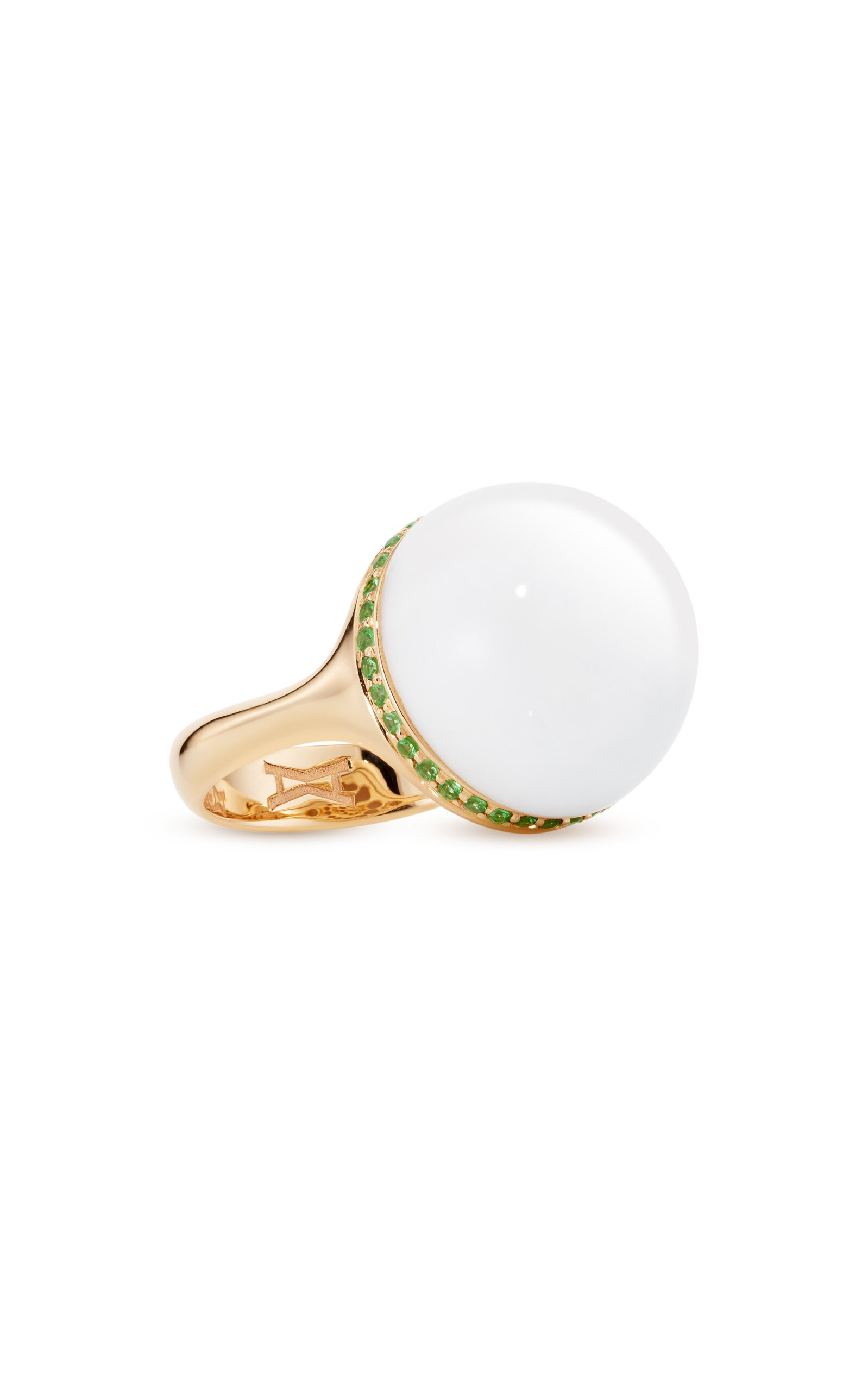 18K Yellow Gold White Bath Bubble Ring