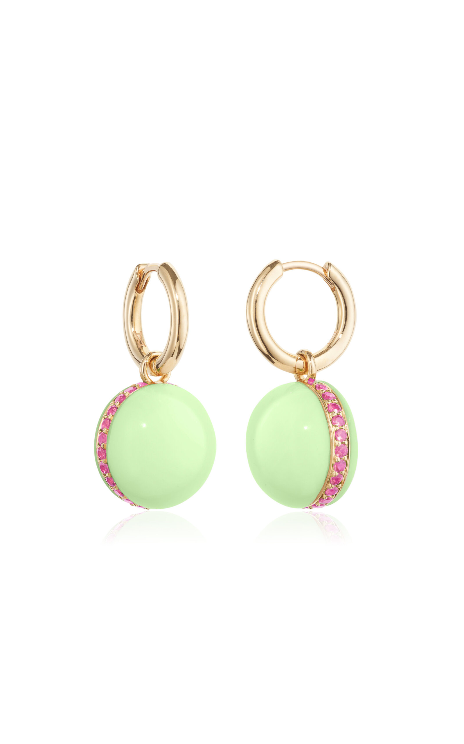18K Yellow Gold Green Bath Bubble Hoops