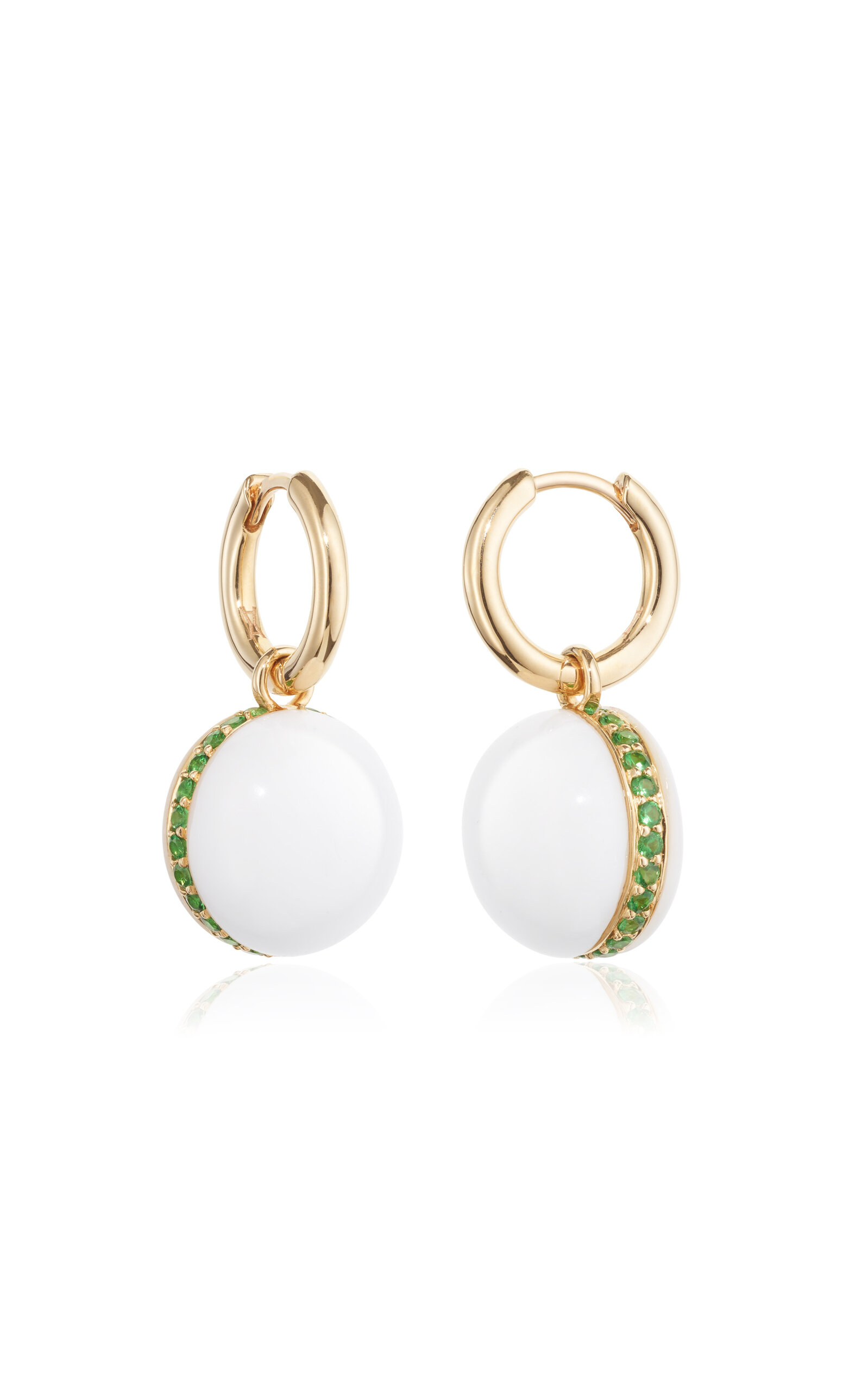 18K Yellow Gold White Bath Bubble Hoops