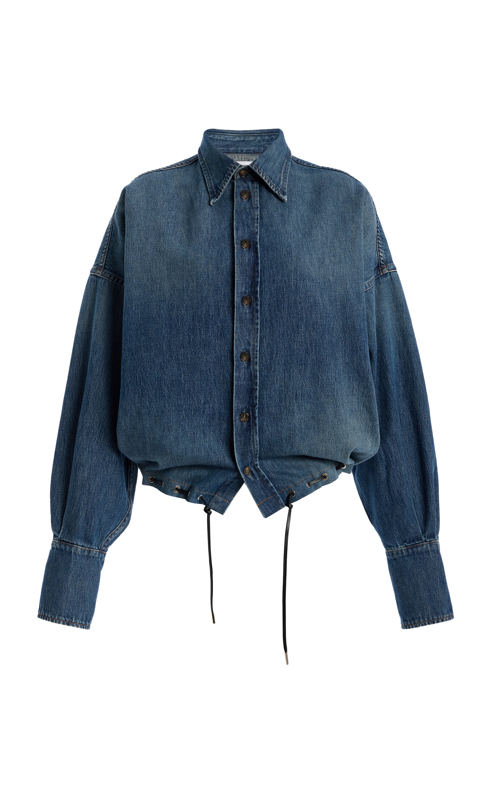Brandon Maxwell The Leland Eyelet Denim Shirt