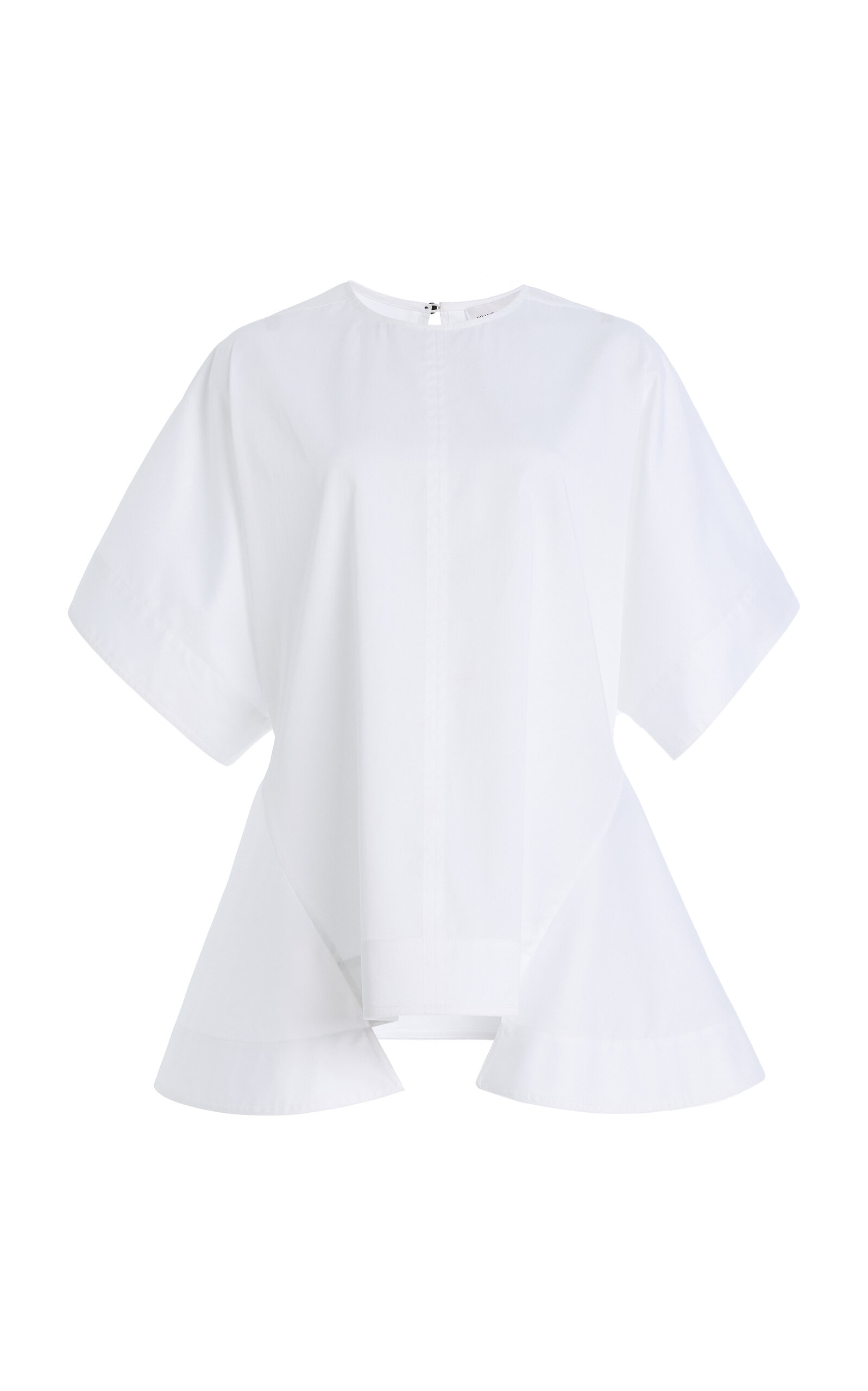 Brandon Maxwell The Tyler Cascade-Hem Satin-Poplin Top