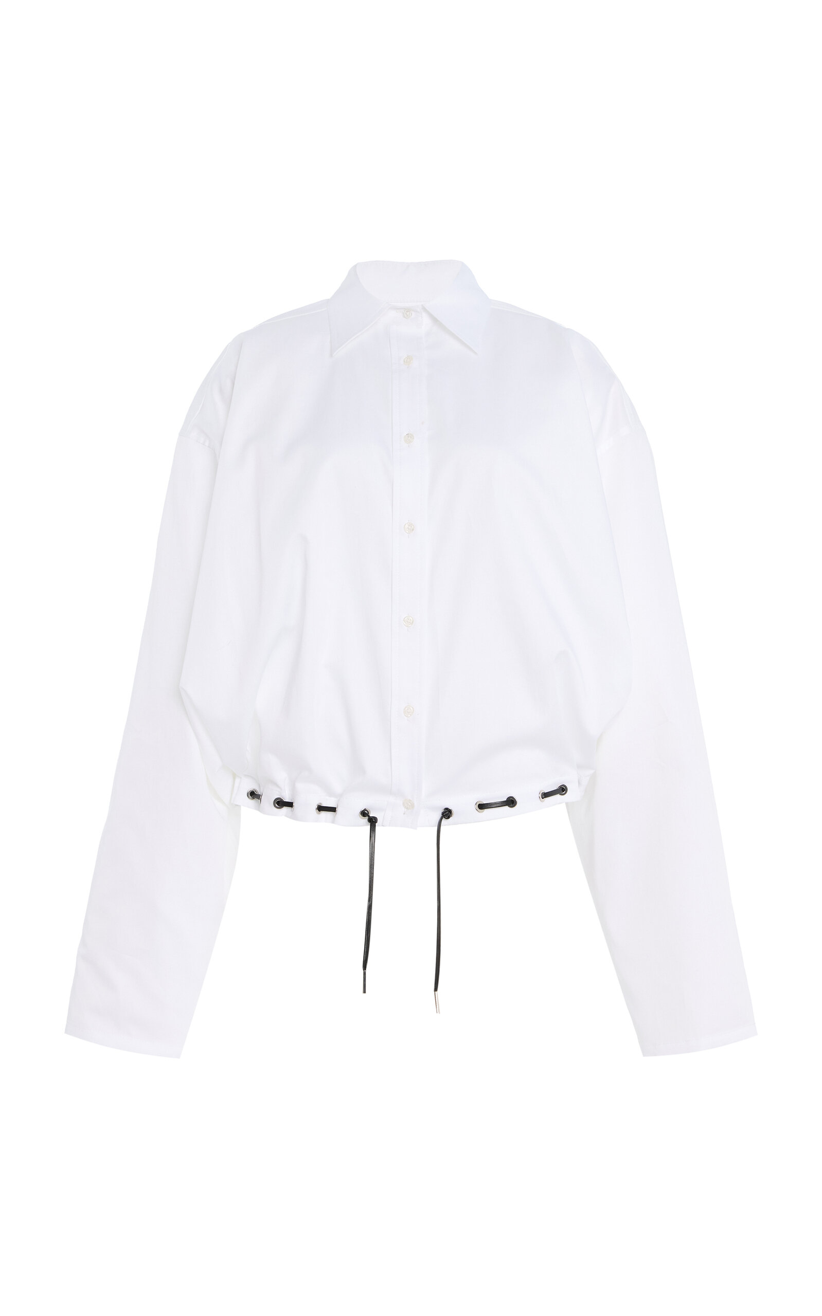 Brandon Maxwell The Leland Eyelet Satin-Poplin Shirt