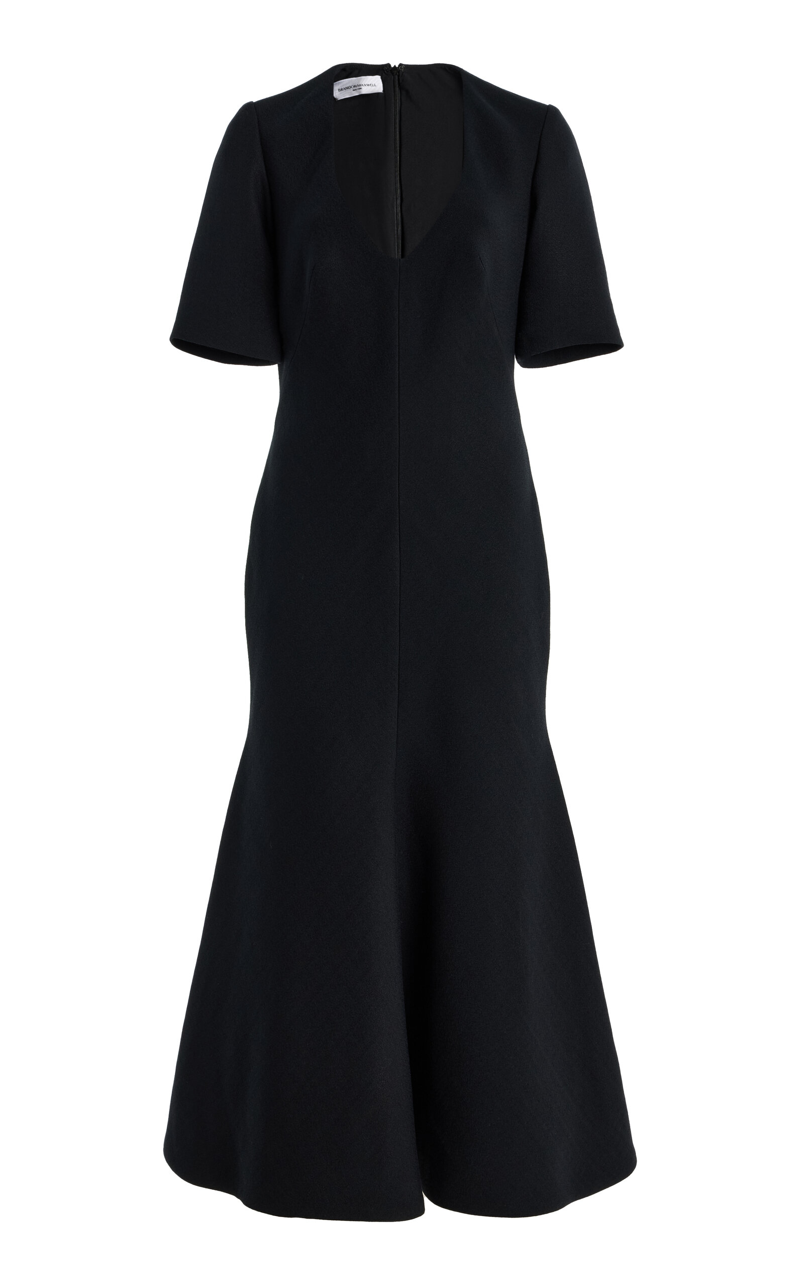 The Ines Scoop-Neck Crepe Midi Dress
