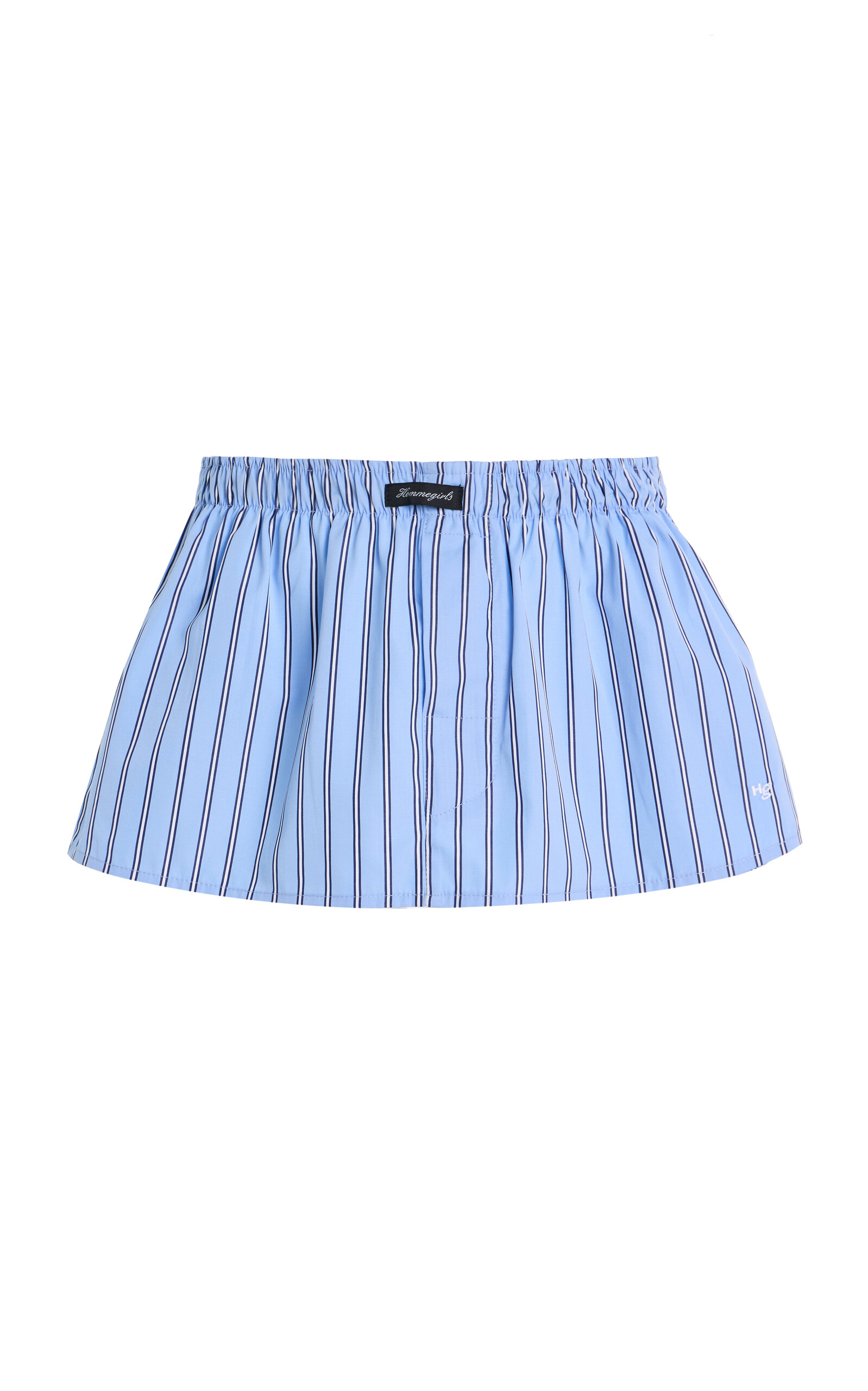 Hommegirls Striped Cotton Mini Boxer Skirt In Blue