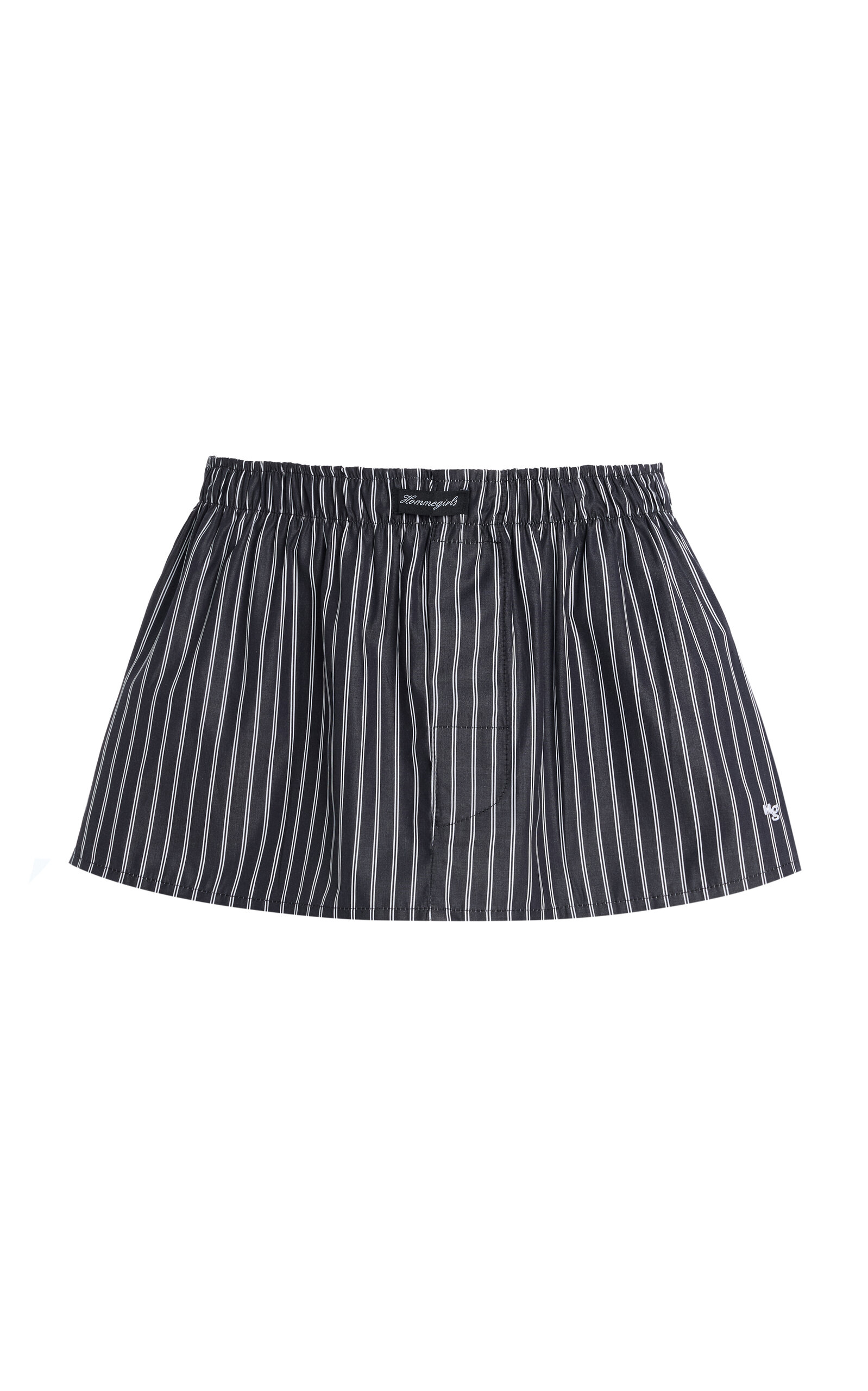 Hommegirls Striped Cotton Mini Boxer Skirt In Black