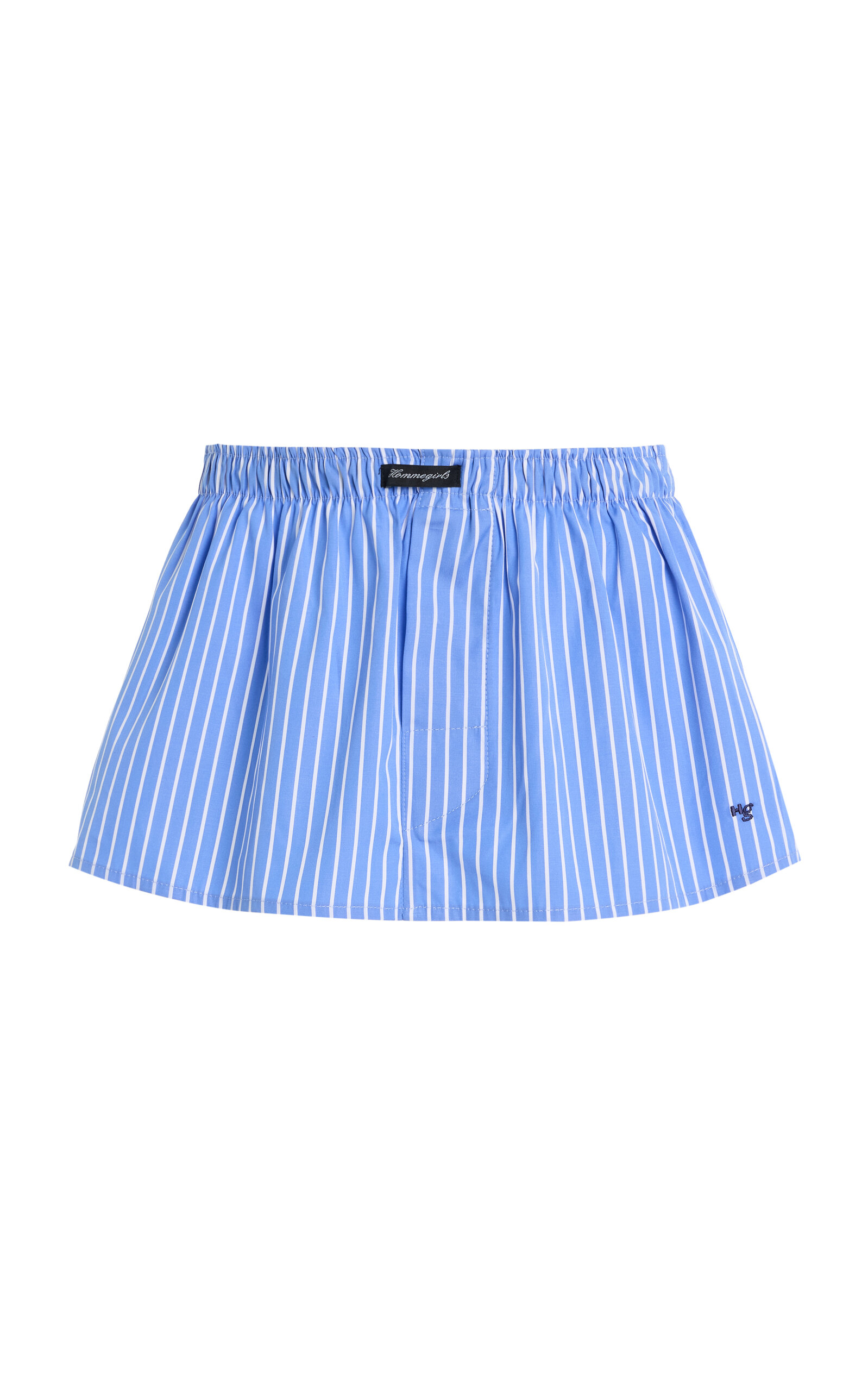 Hommegirls Striped Cotton Mini Boxer Skirt In Blue