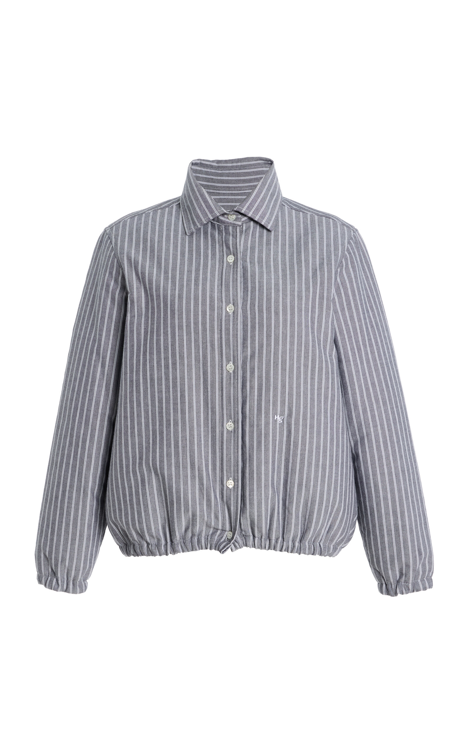 Hommegirls Striped Cotton Oxford Bomber Jacket