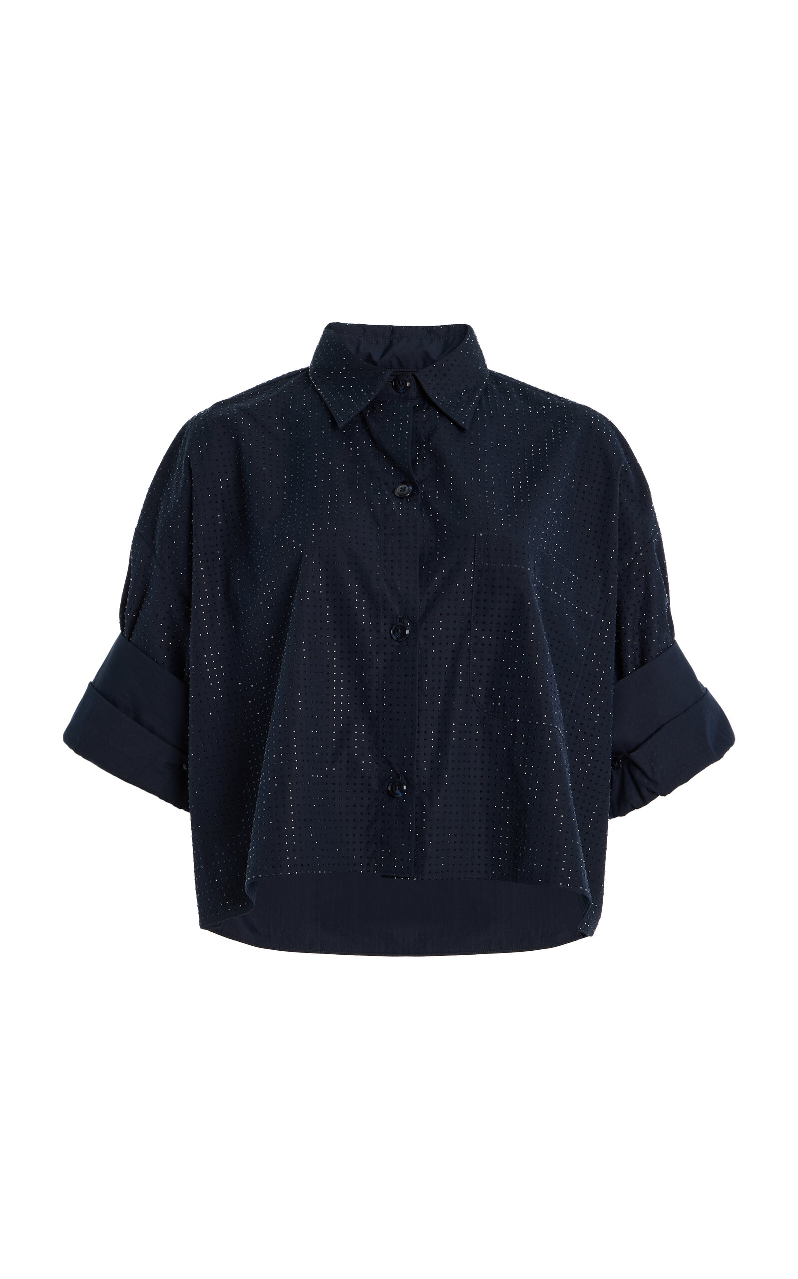 Twp Next Ex Crystal-embellished Cotton Shirt In Navy