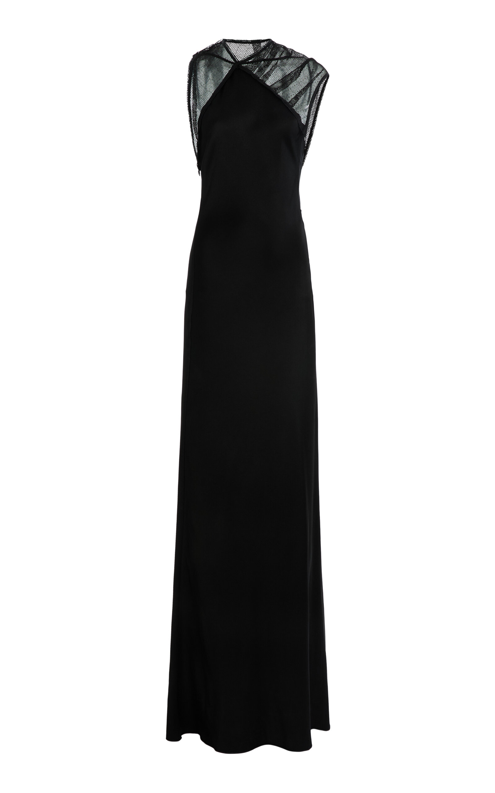 Victoria Beckham Mesh Detail Gown In Black