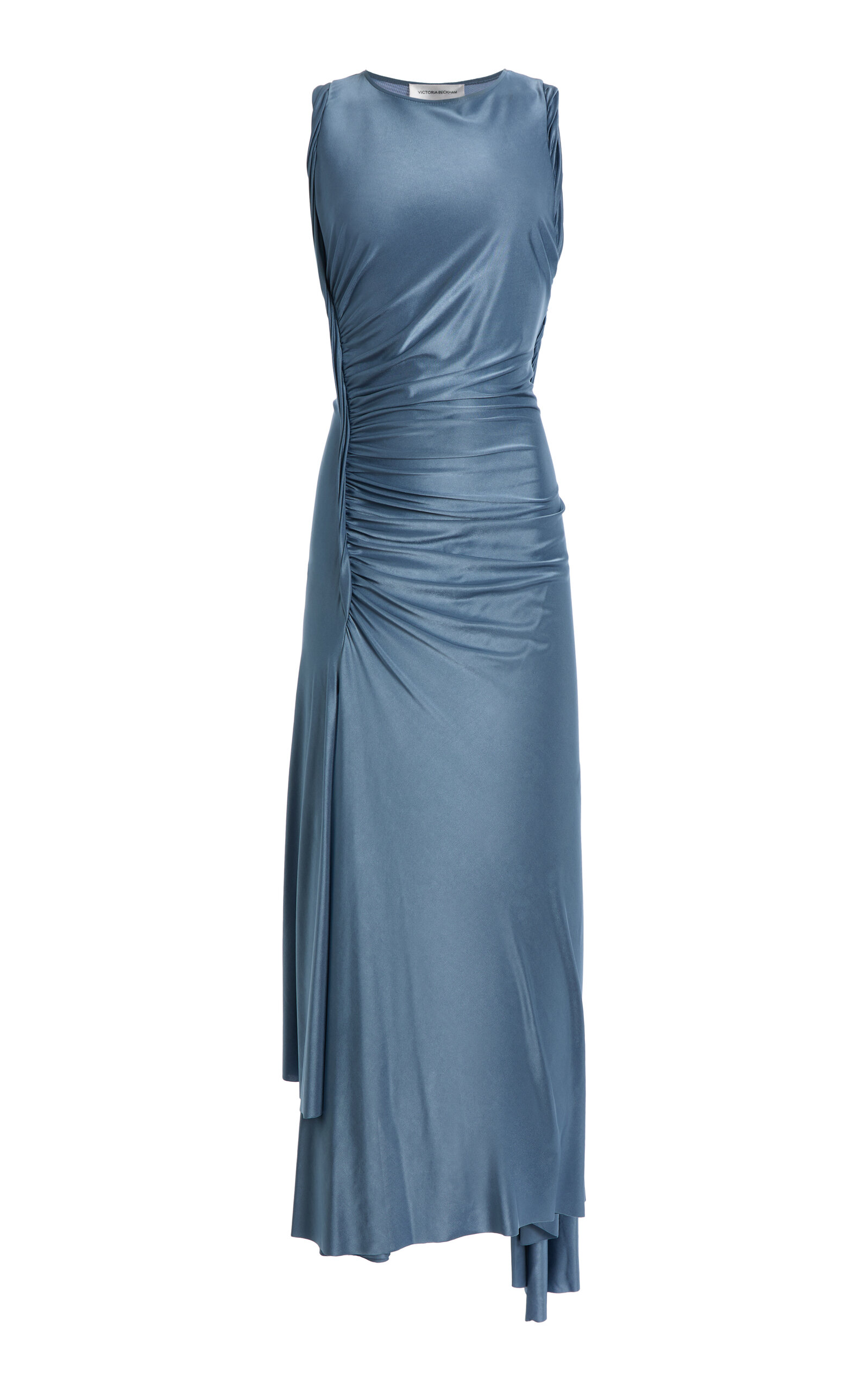Victoria Beckham Ruched Satin Midi Dress - Moda Operandi