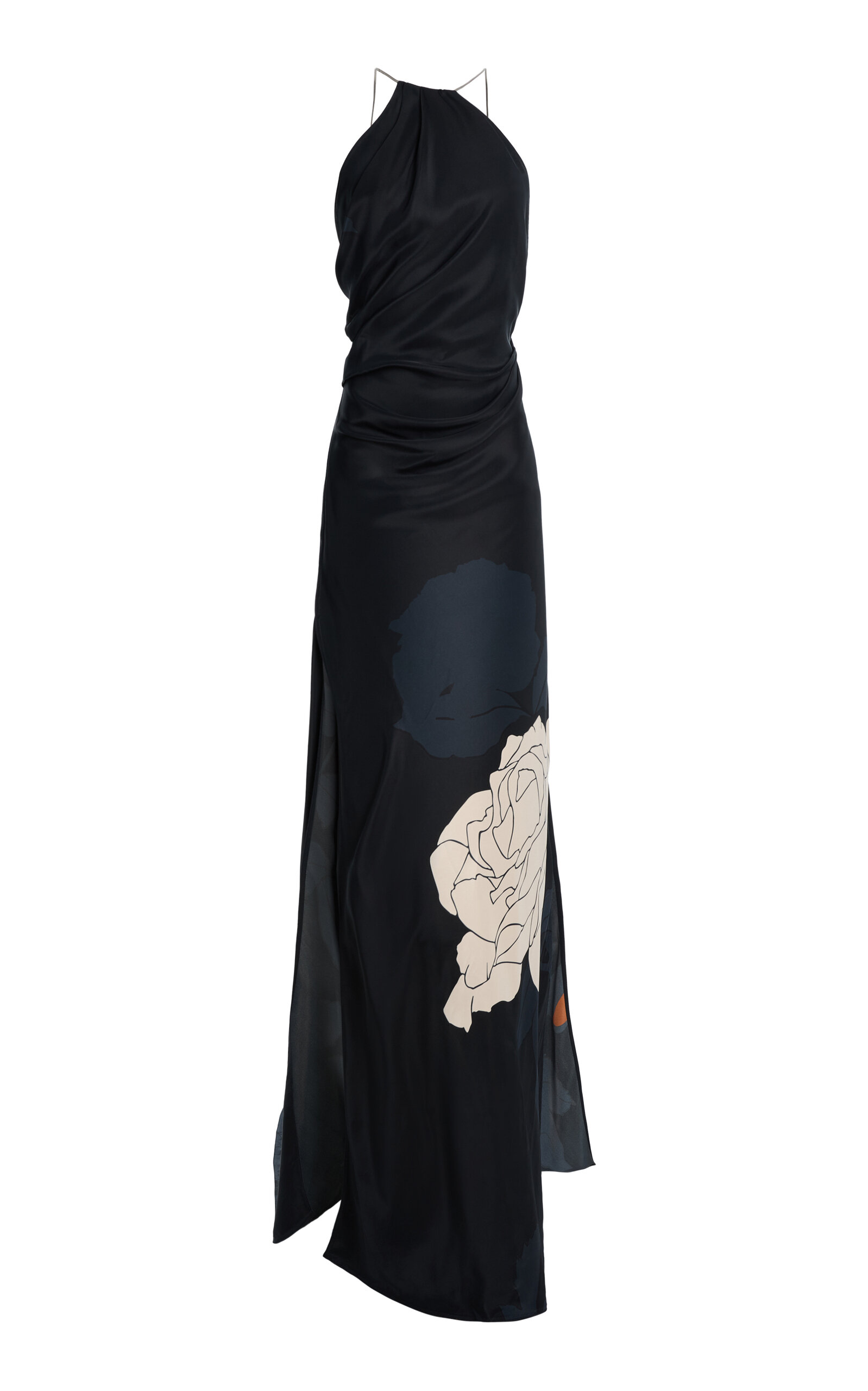 Victoria Beckham Chain Detail Halter Gown In Black