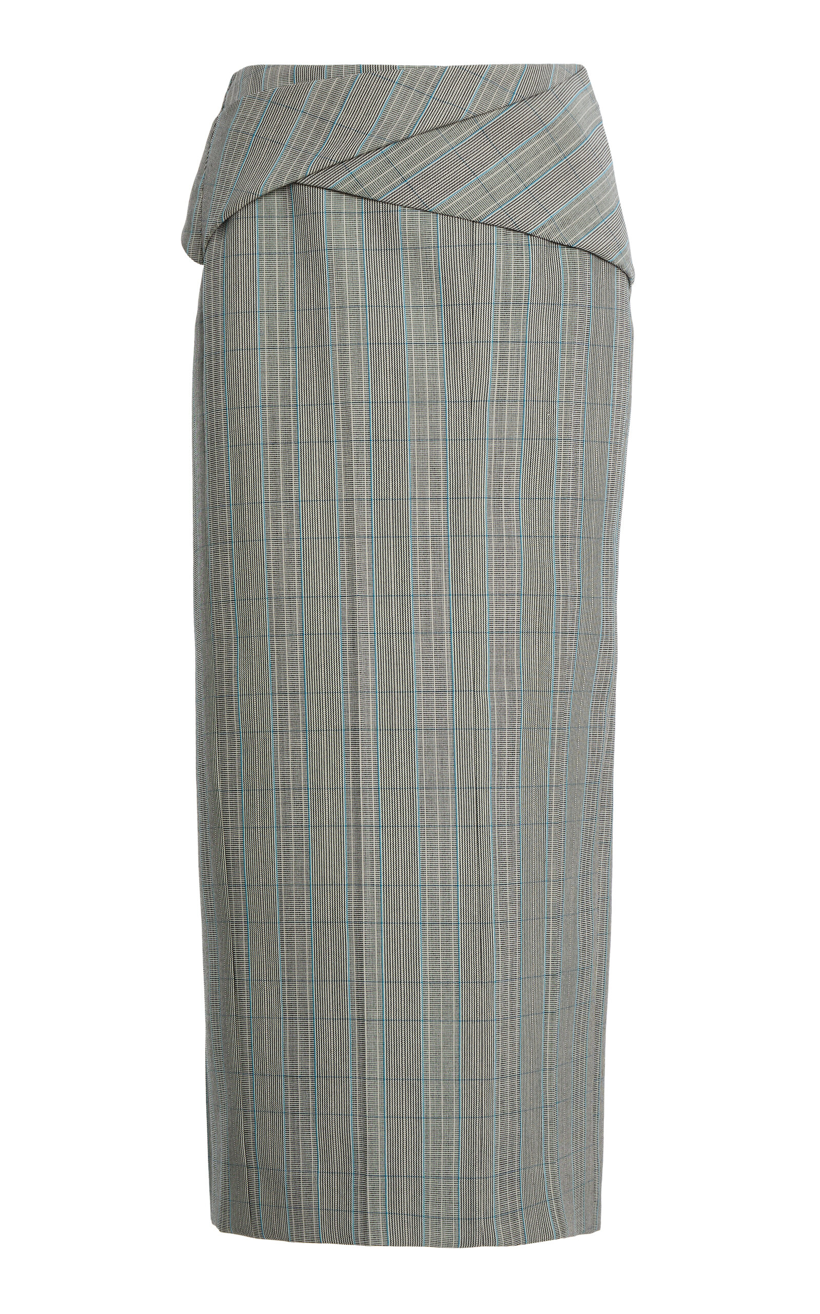 Victoria Beckham Checked Wool Midi Wrap Skirt