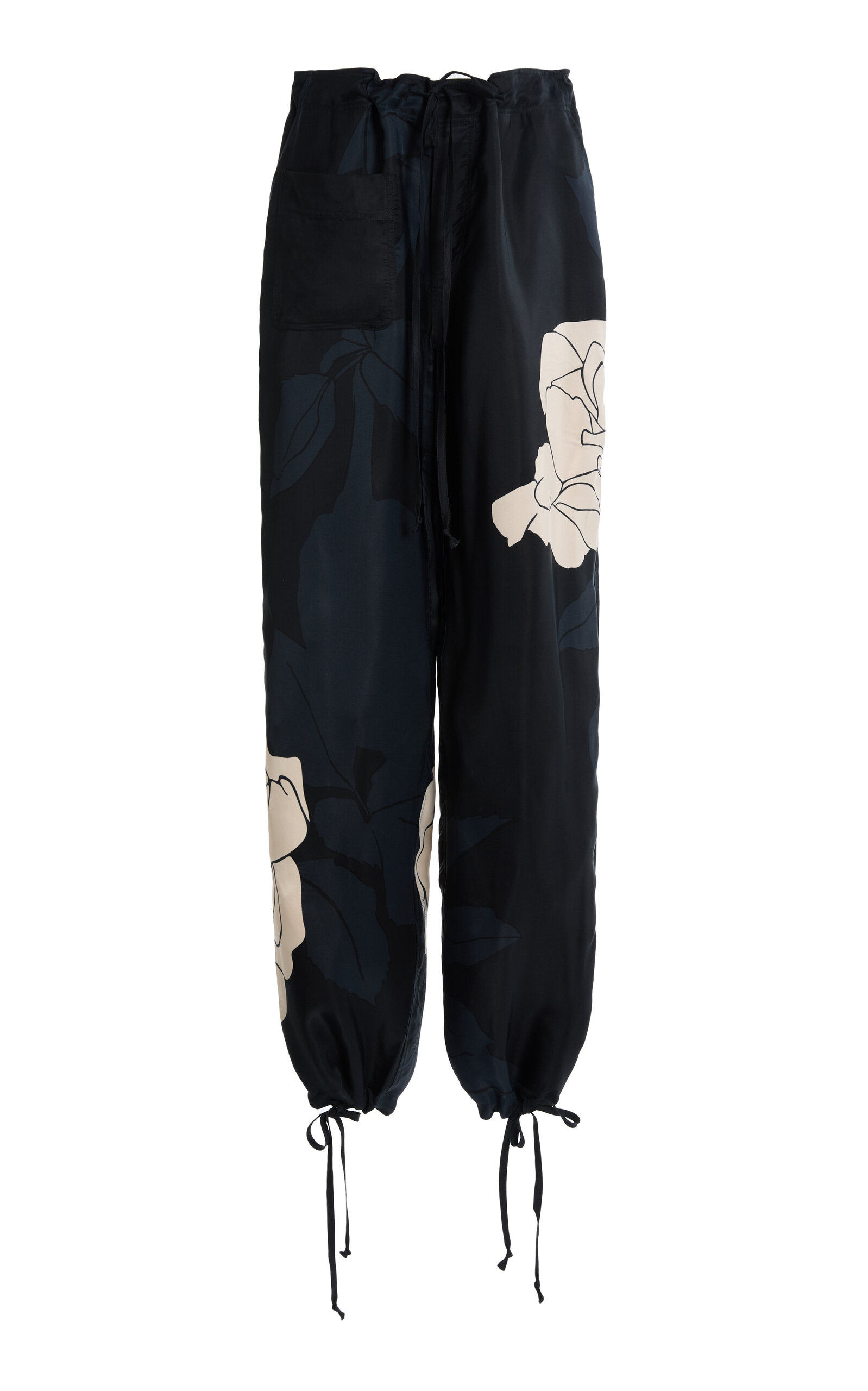 Victoria Beckham Womens Dark Navy Pale Rose Floral-motif Woven Cargo Trousers In Blue