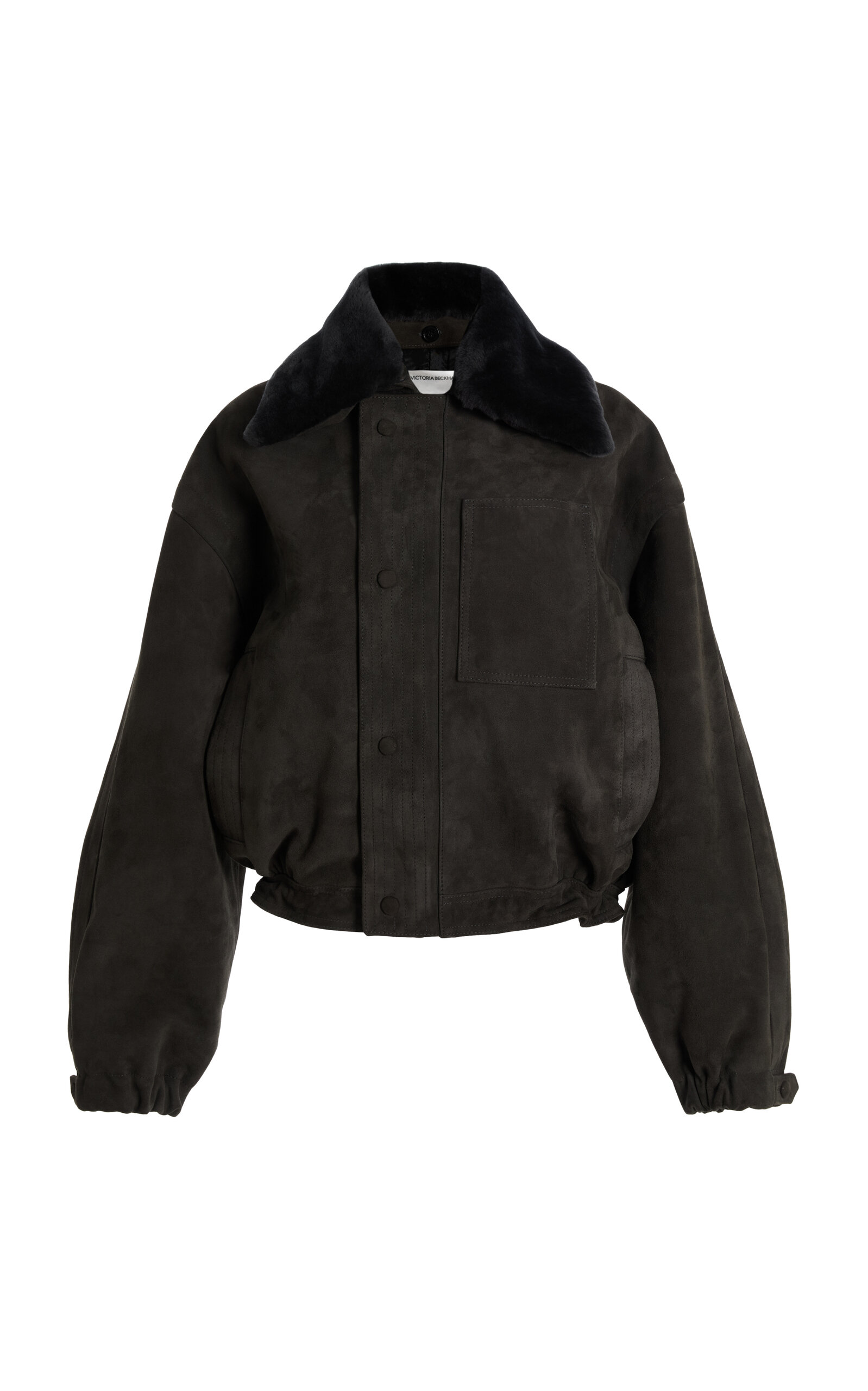 Victoria Beckham Shearling-Trimmed Leather Bomber Jacket