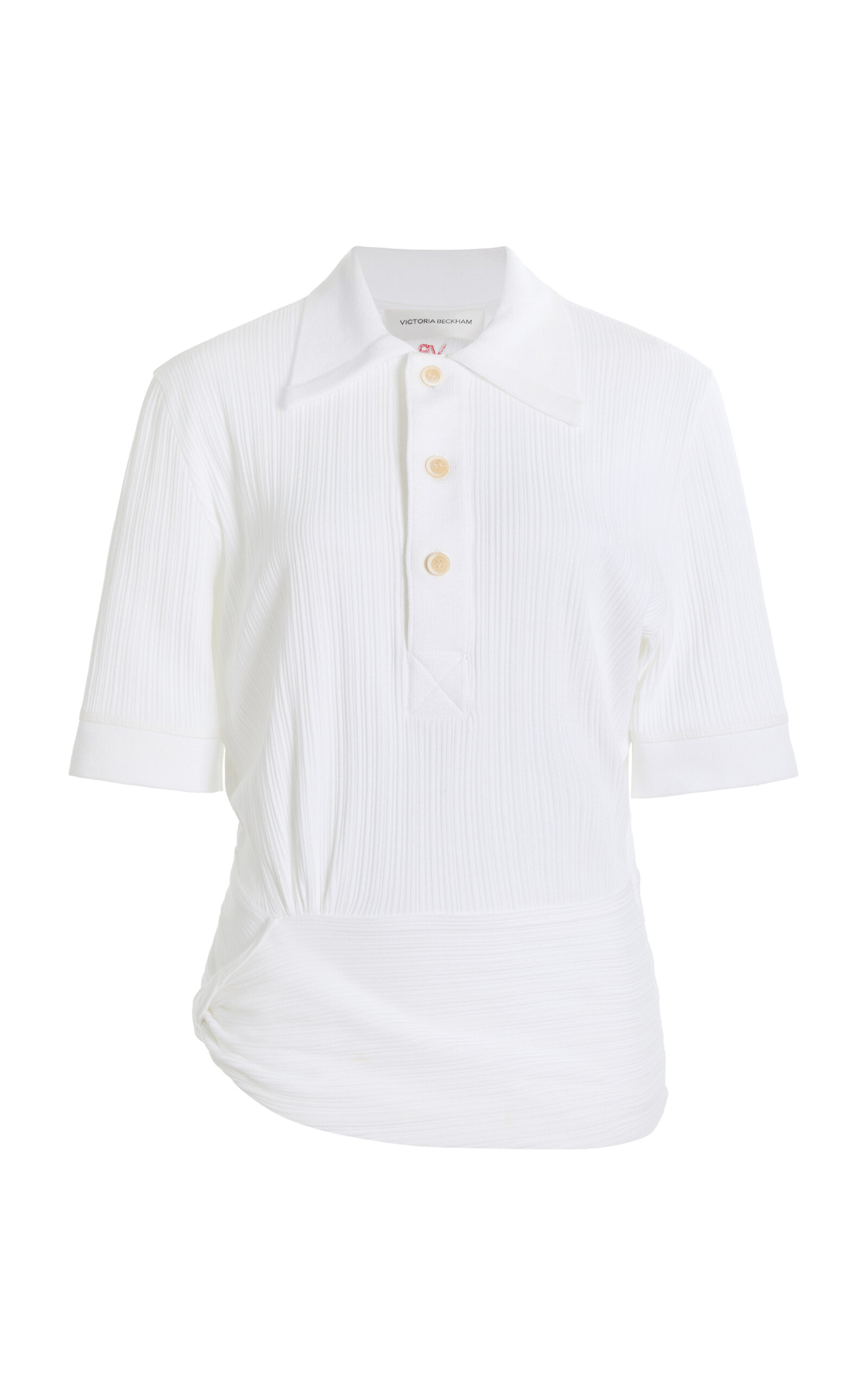 Victoria Beckham Twist Detail Cotton Polo Top