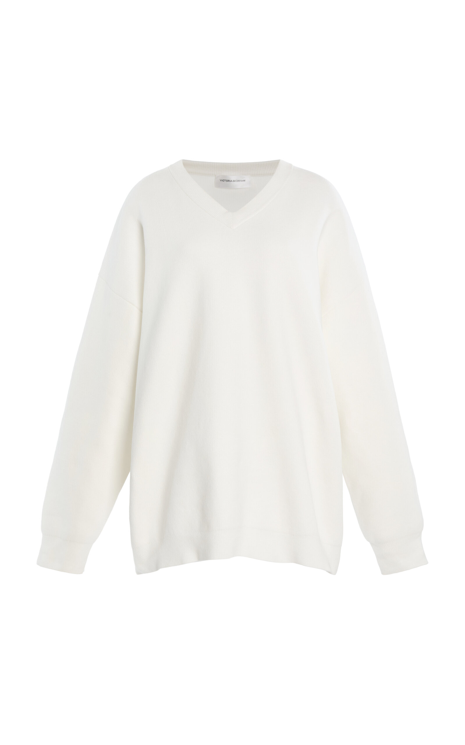 Victoria Beckham Relaxed Fit V-Neck Cotton Sweater