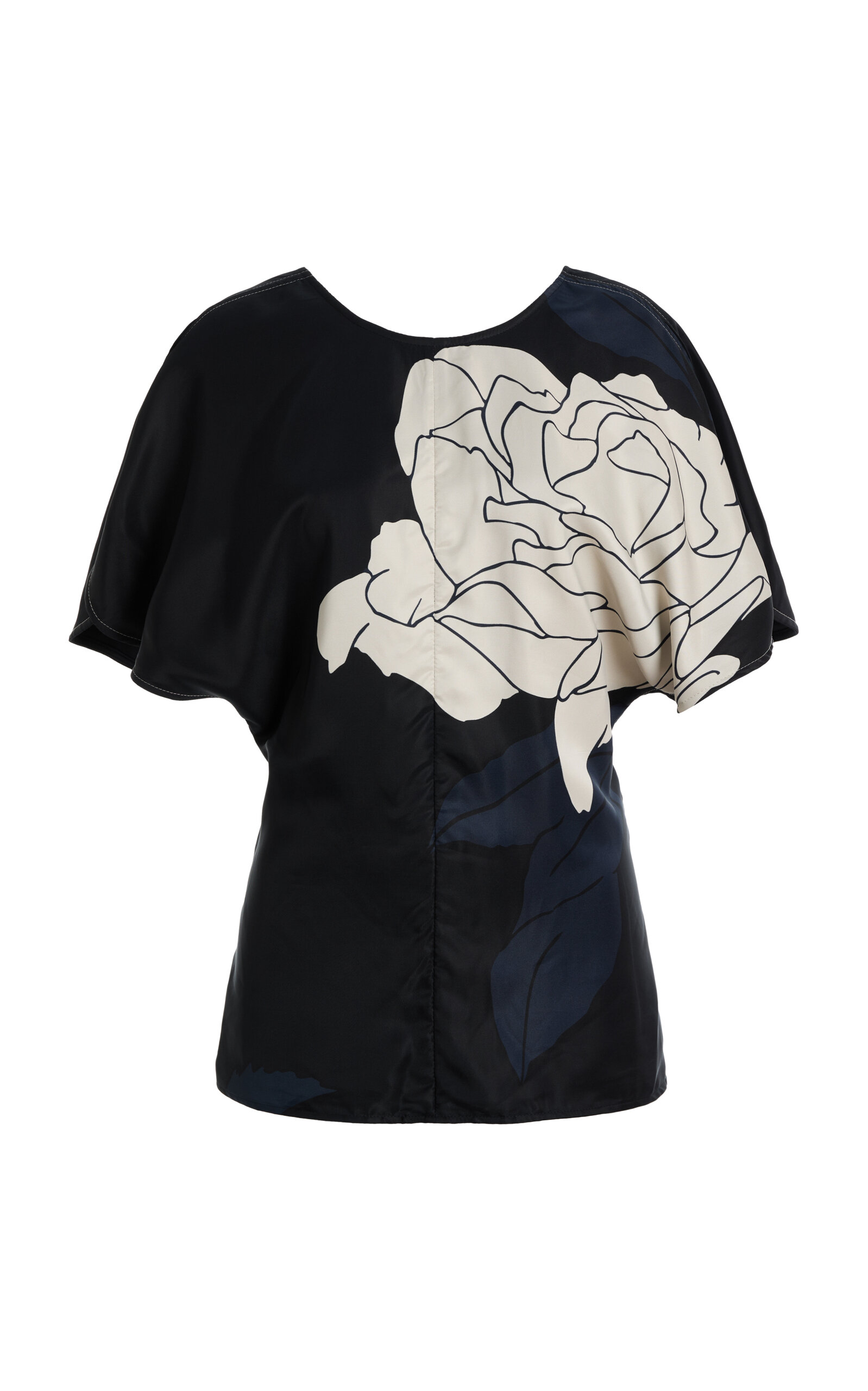 Victoria Beckham Rose-Print Satin Blouse - Women's Clothing