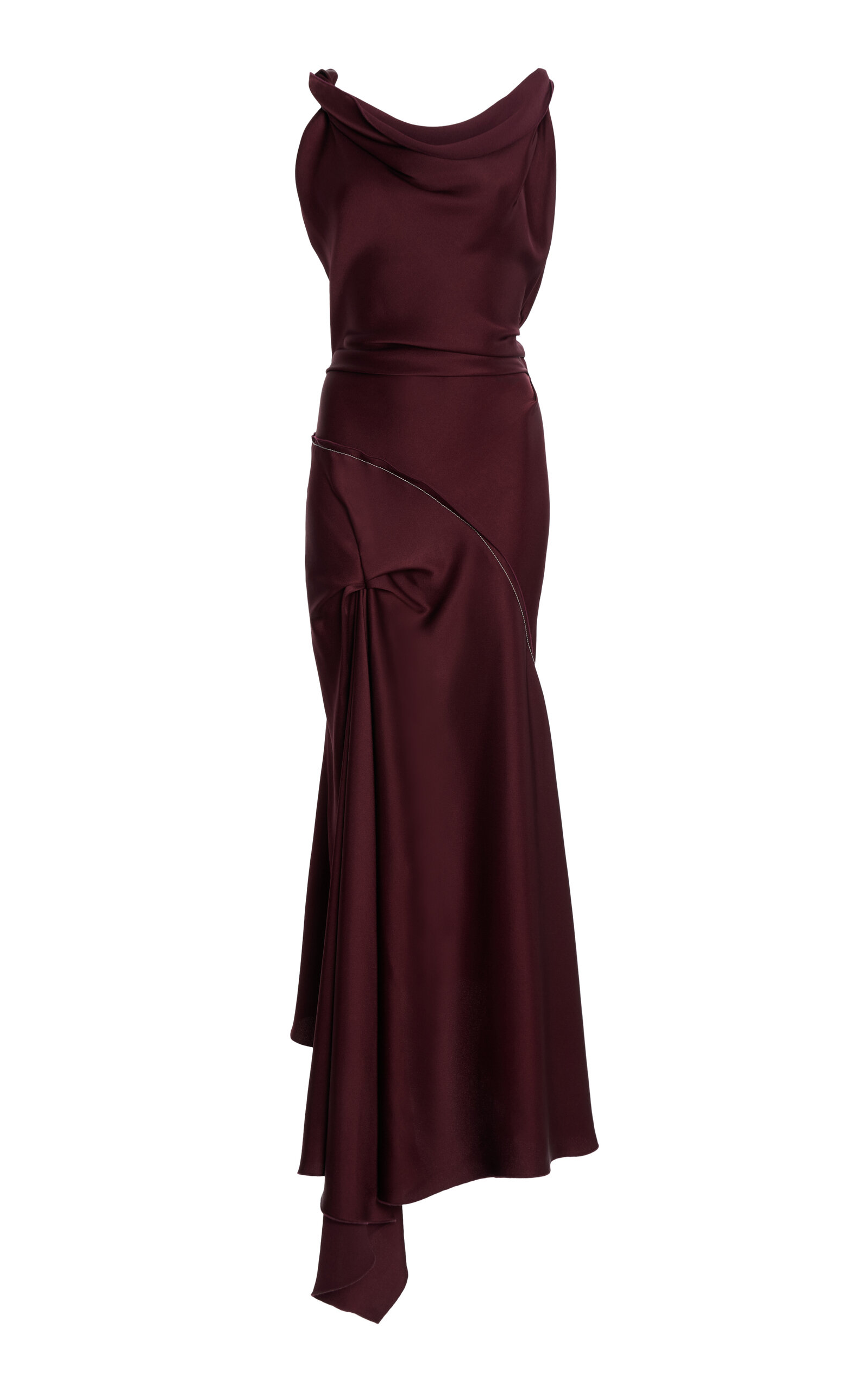 Victoria Beckham Asymmetric Satin Midi Dress