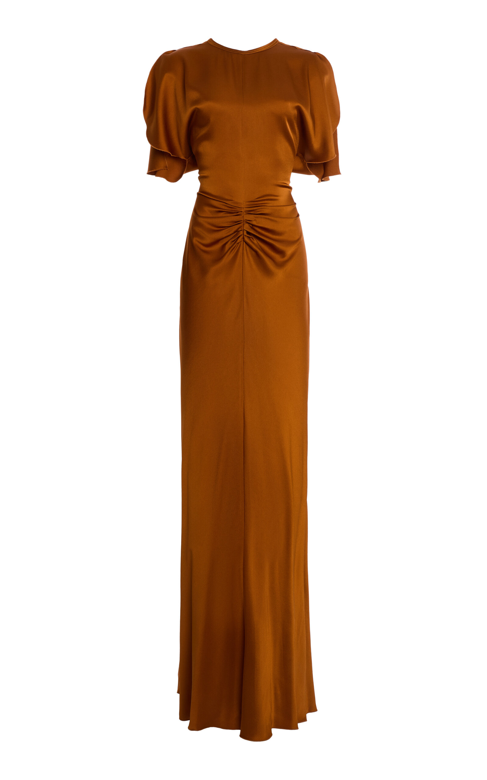 Victoria Beckham Gathered-Waist Satin Maxi Dress - Women's Clothing