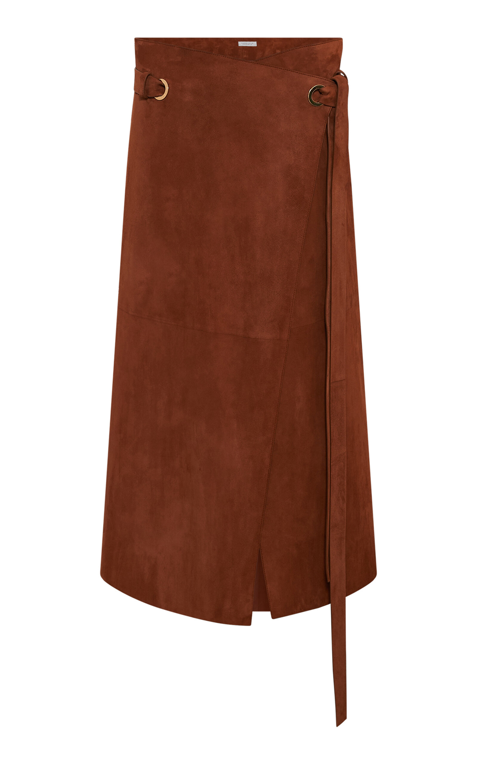 Gabriela Hearst Idalia Belted Suede Midi Wrap Skirt