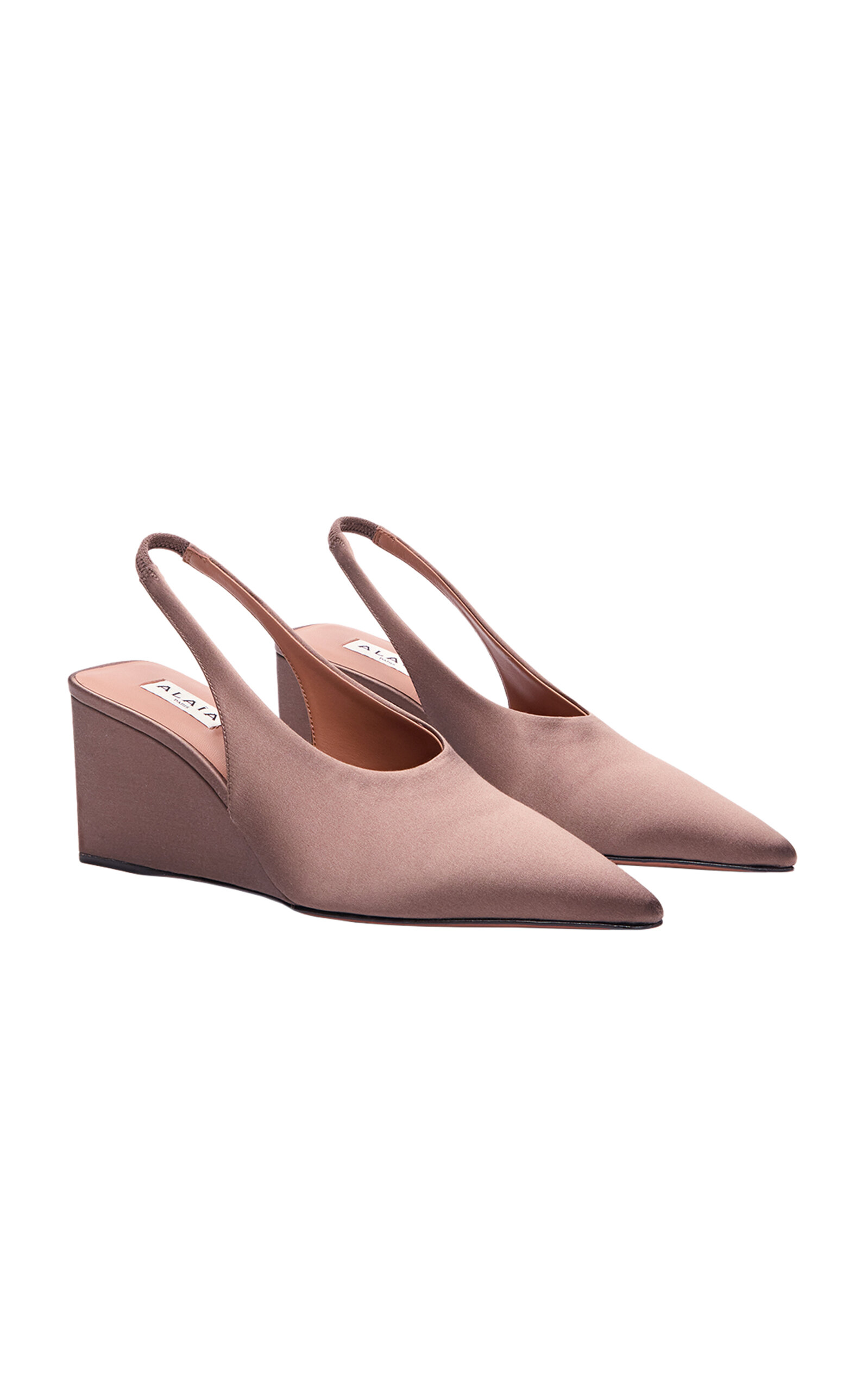 ALAÏA Satin Wedge Slingback Pumps - Moda Operandi