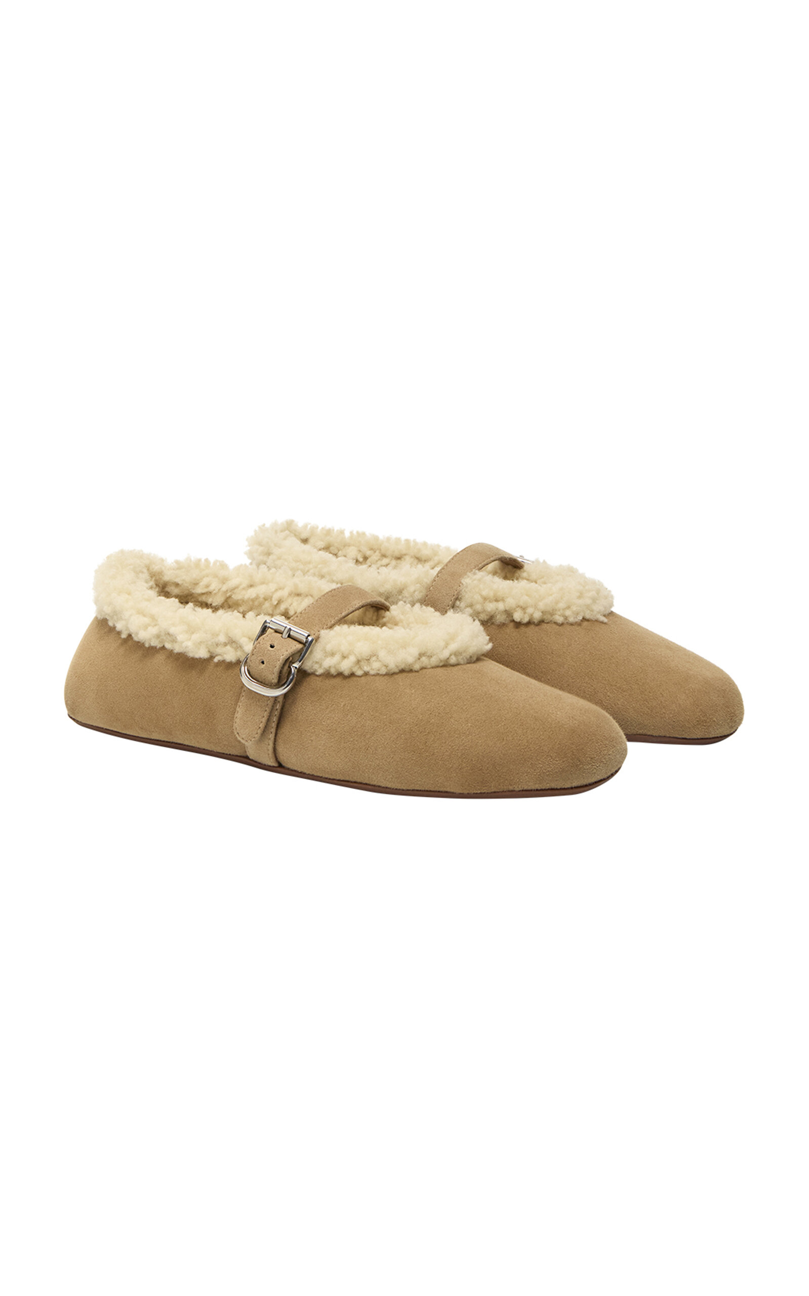 ALAÏA Shearling Leather Mary Jane Flats