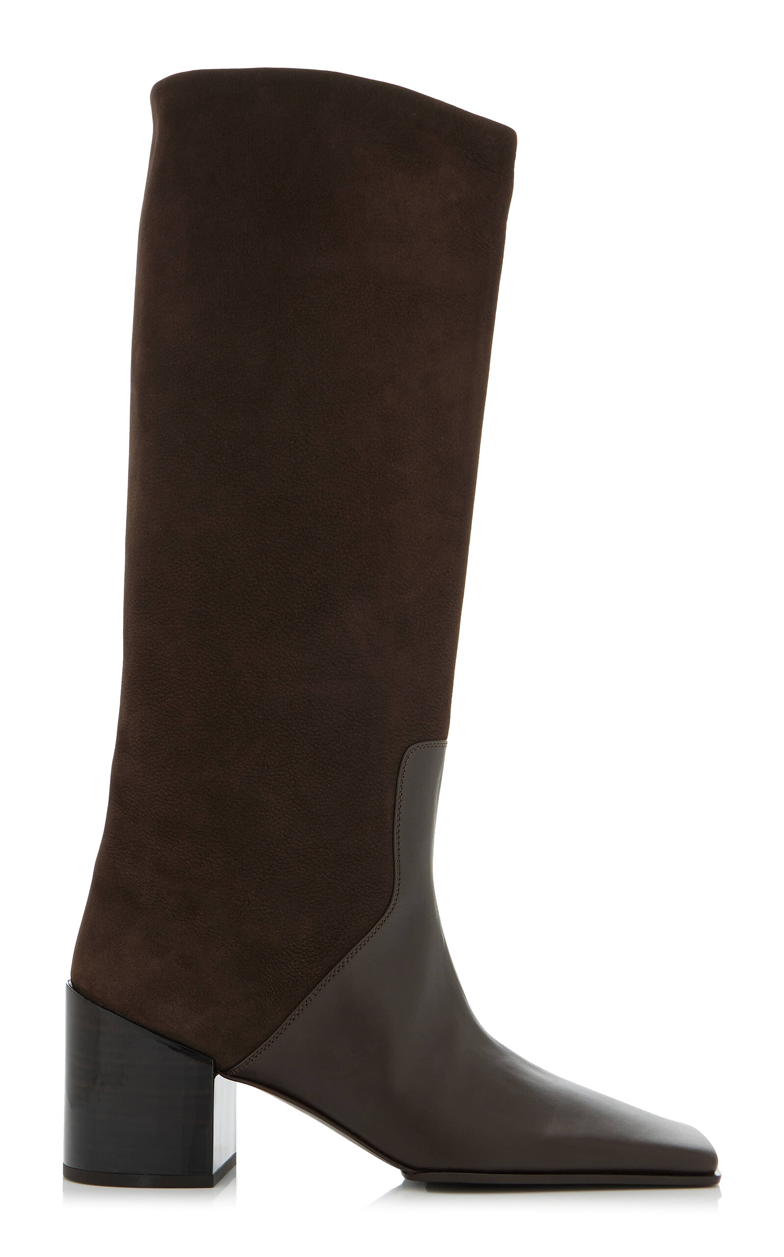 ALAÏA Square Nubuck and Leather Knee Boots