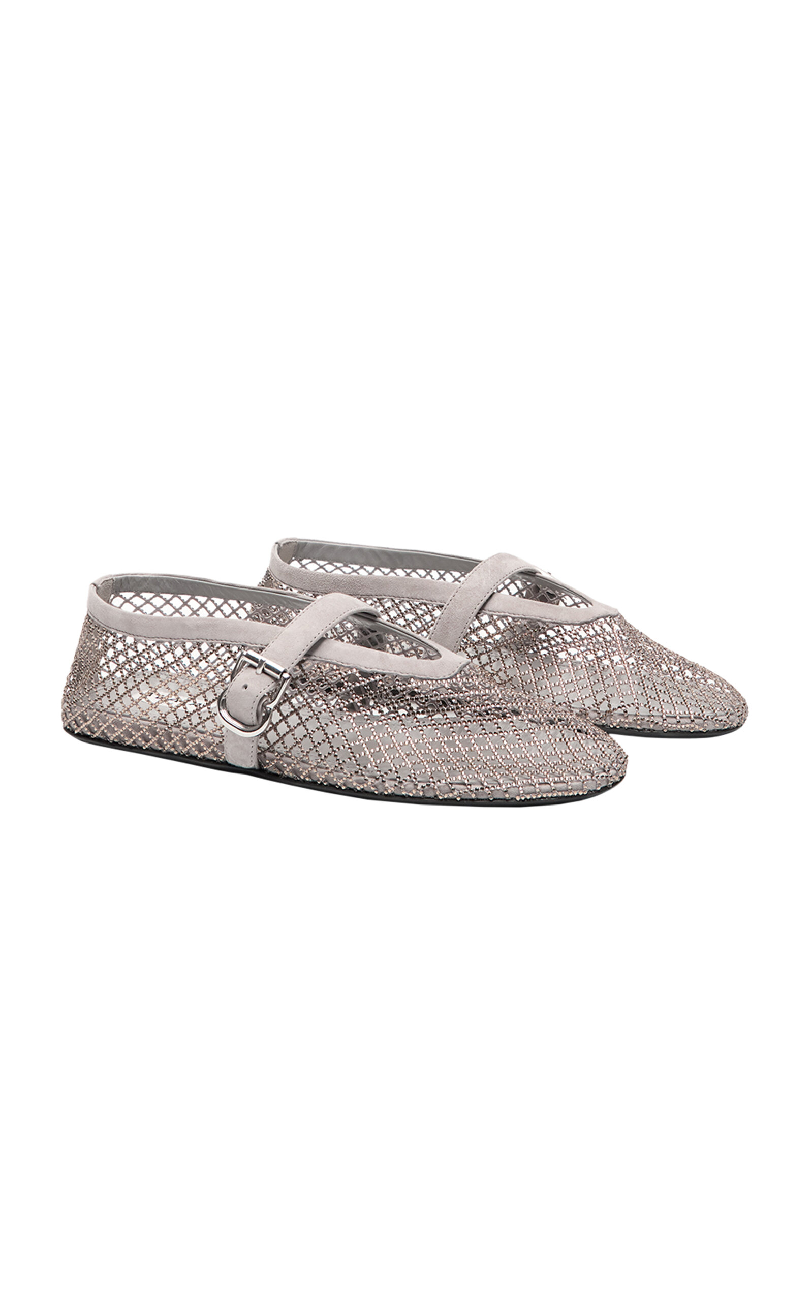 ALAÏA Embellished Fishnet Mary Jane Flats