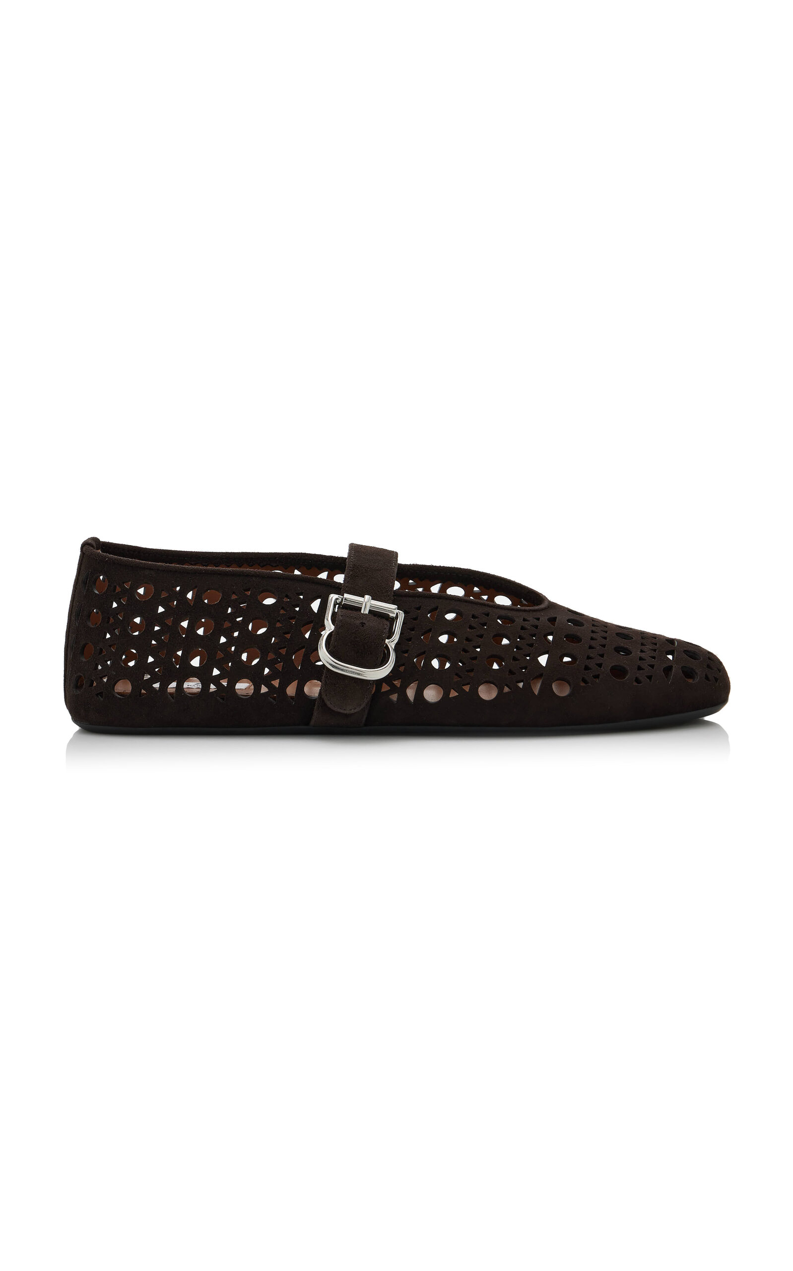 ALAÏA Perforated Suede Mary Jane Flats