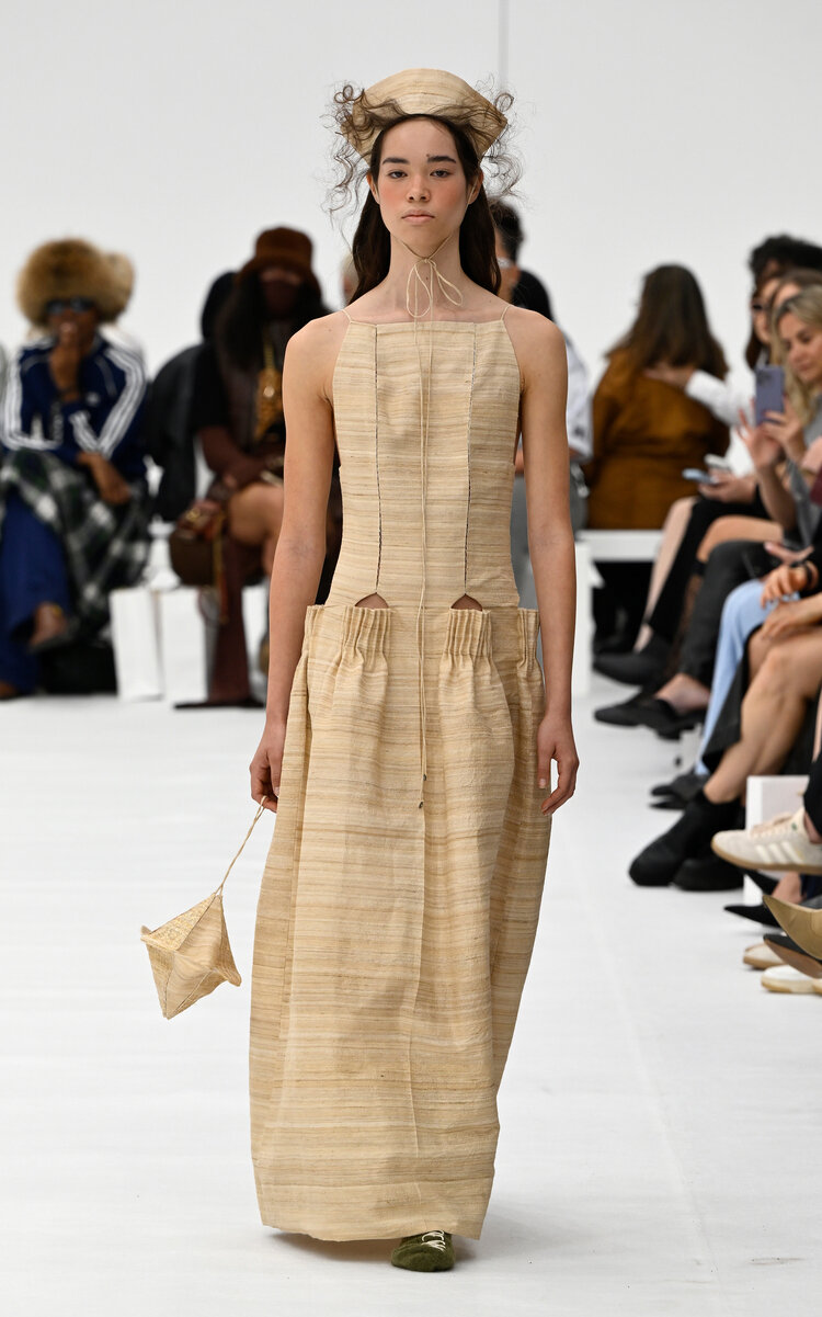Pleated Propeller Silk Dress