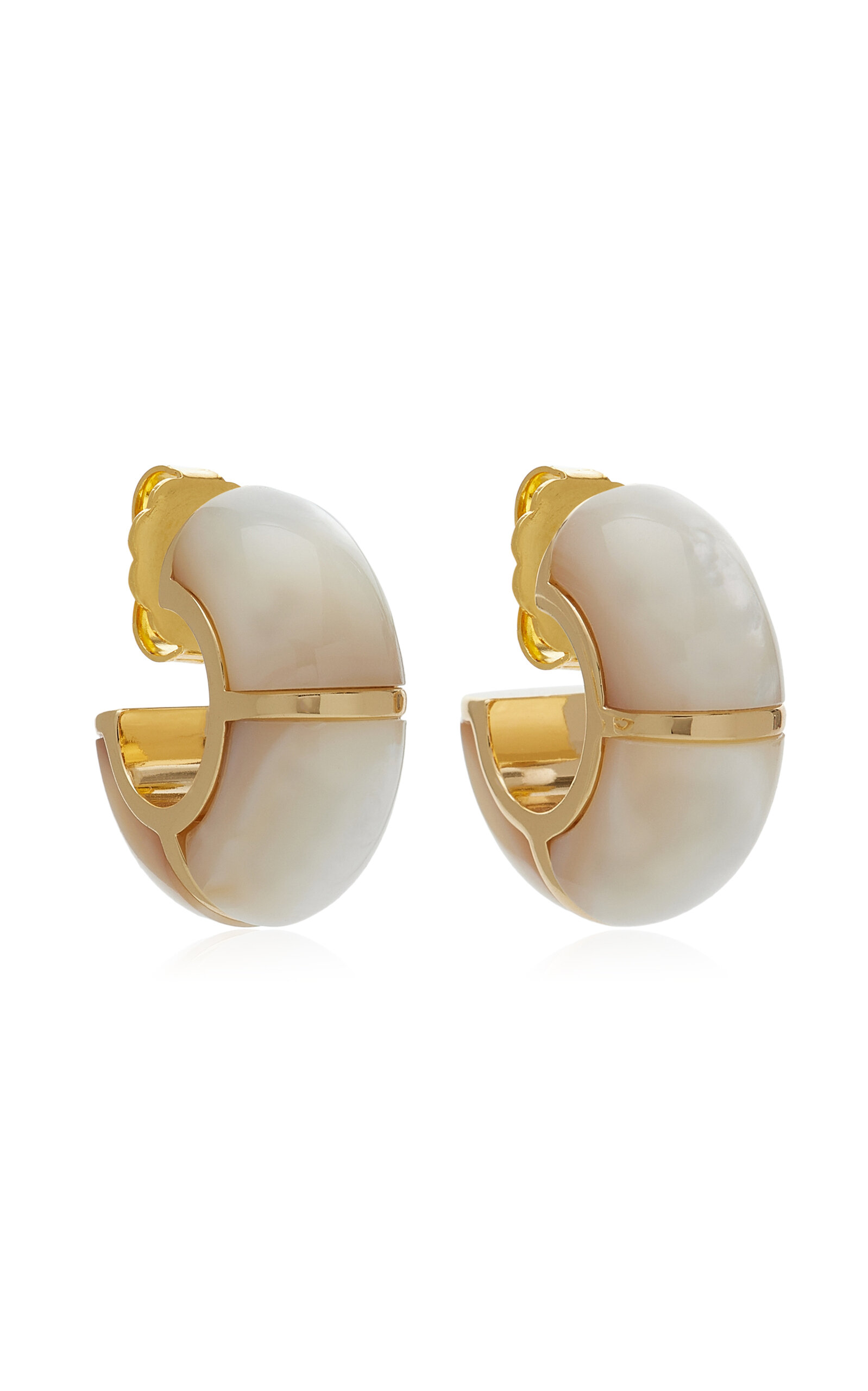 Lizzie Fortunato Zellige Hoops In Mother-of-pearl In Gold