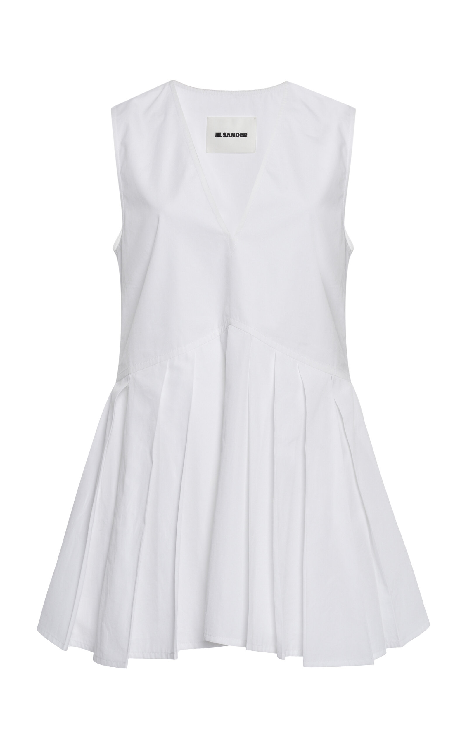 Jil Sander Cotton Peplum Top In White