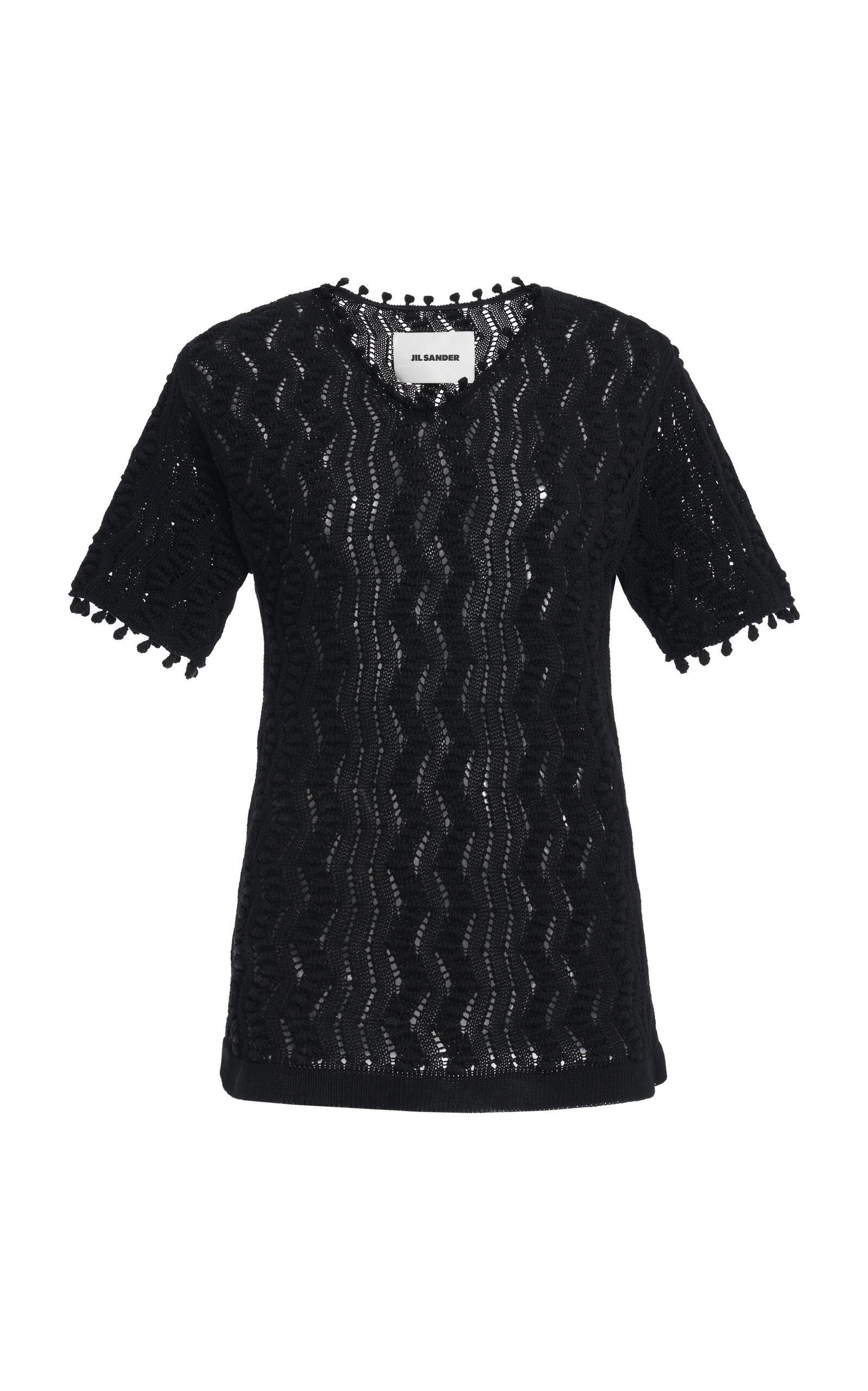 Jil Sander Cotton Crochet Top In Black