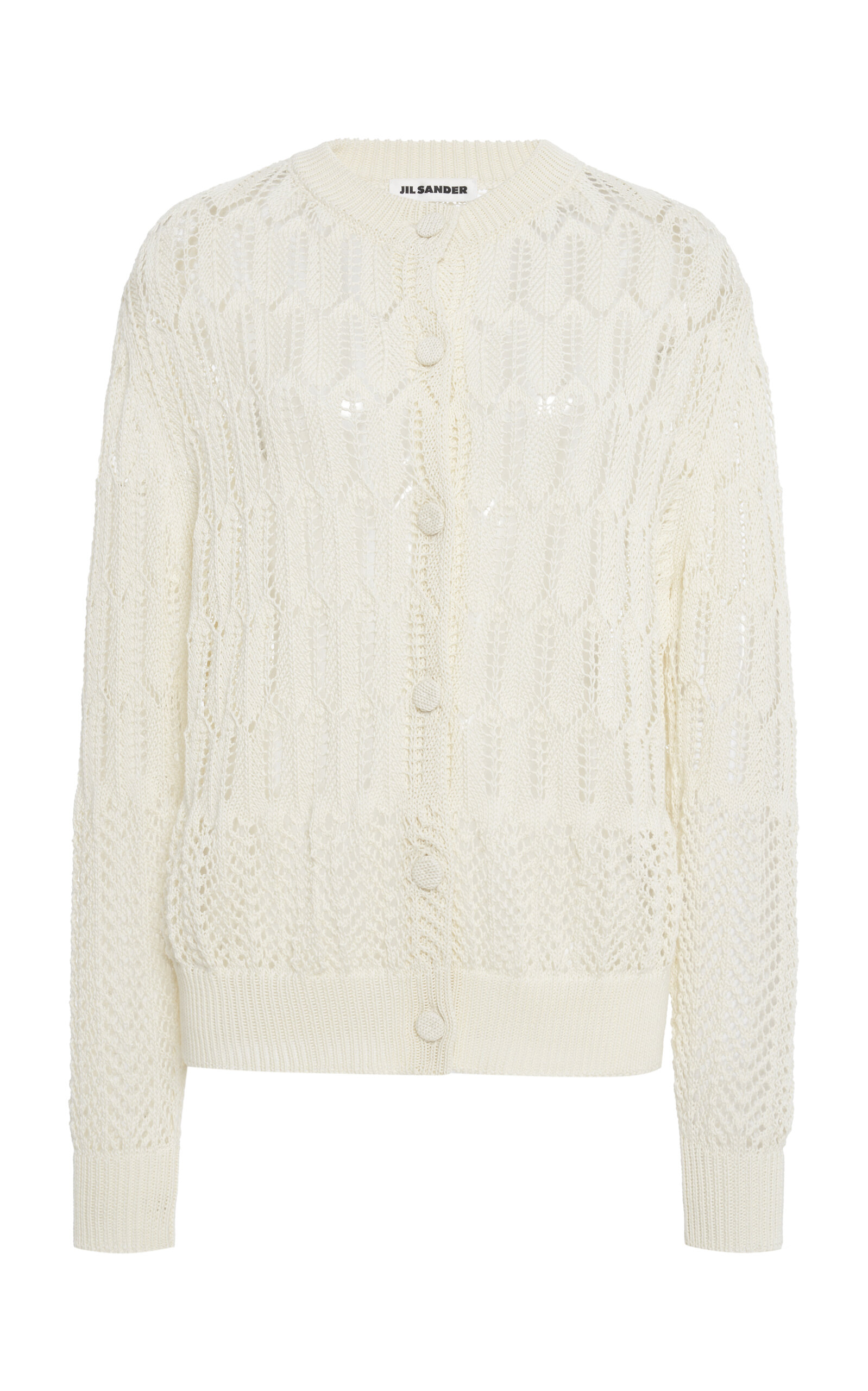 Jil Sander Cotton Crochet Cardigan In White