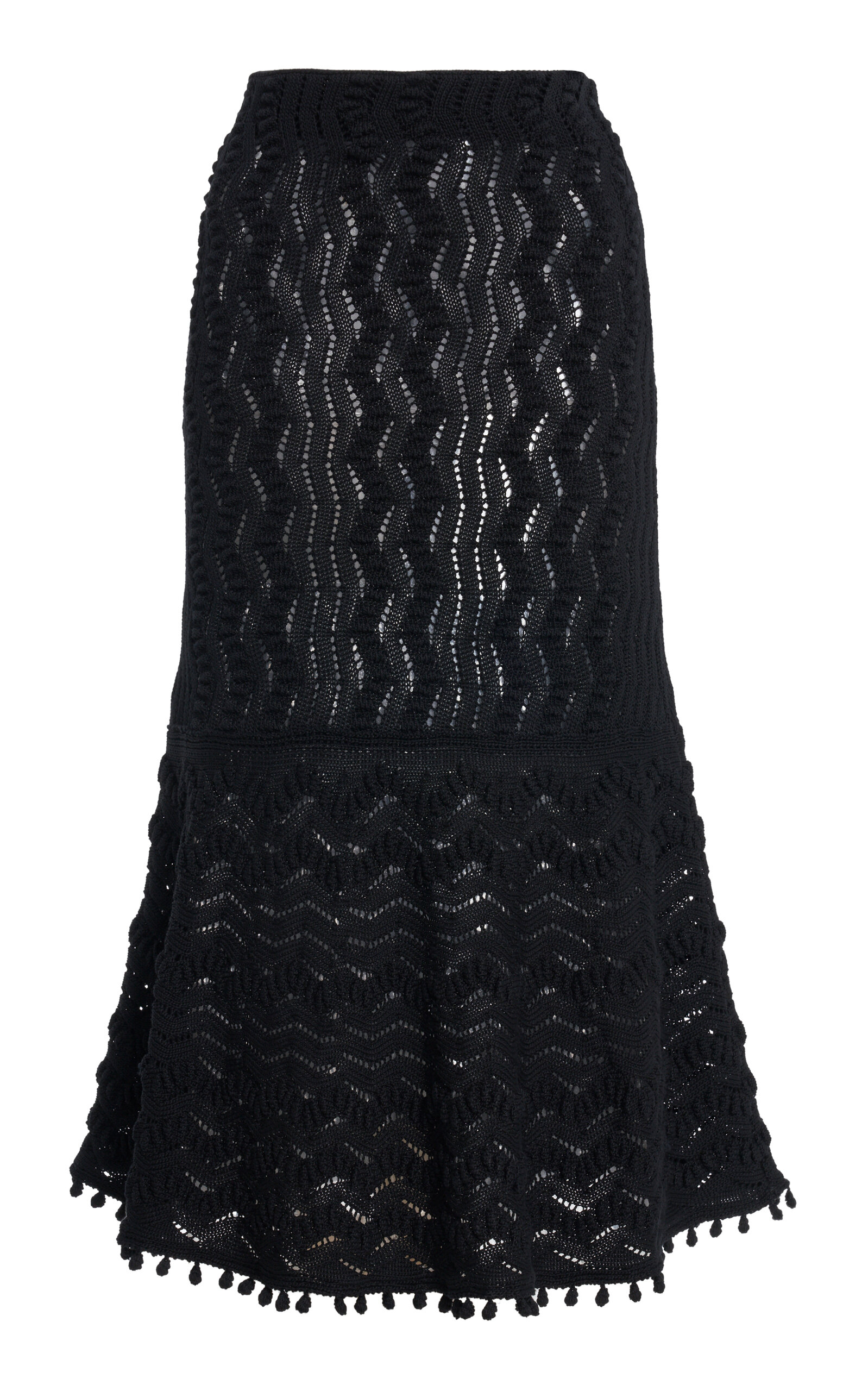 Jil Sander Cotton Crochet Skirt In Black