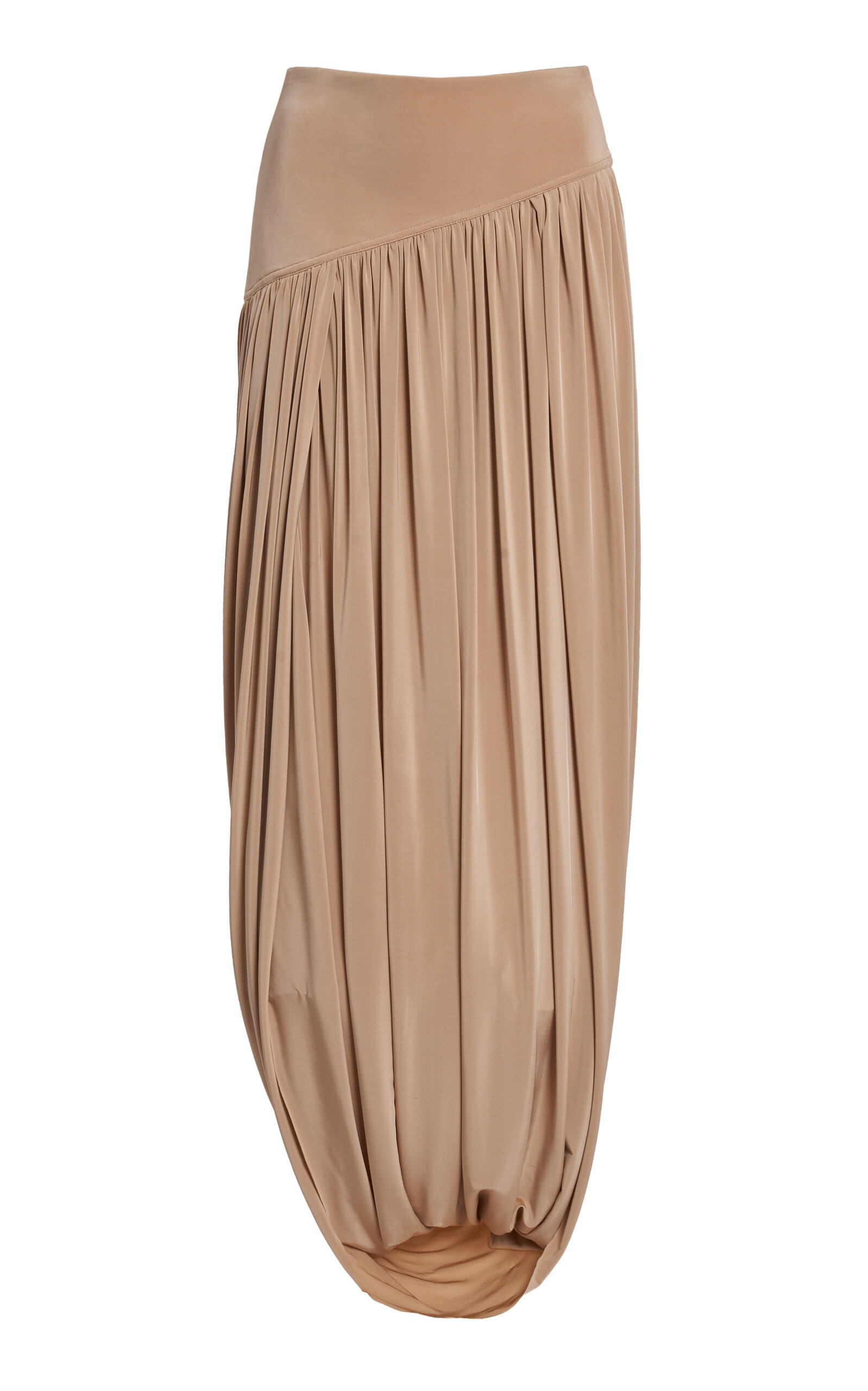 Ferragamo Draped Jersey Midi Skirt In Neutral