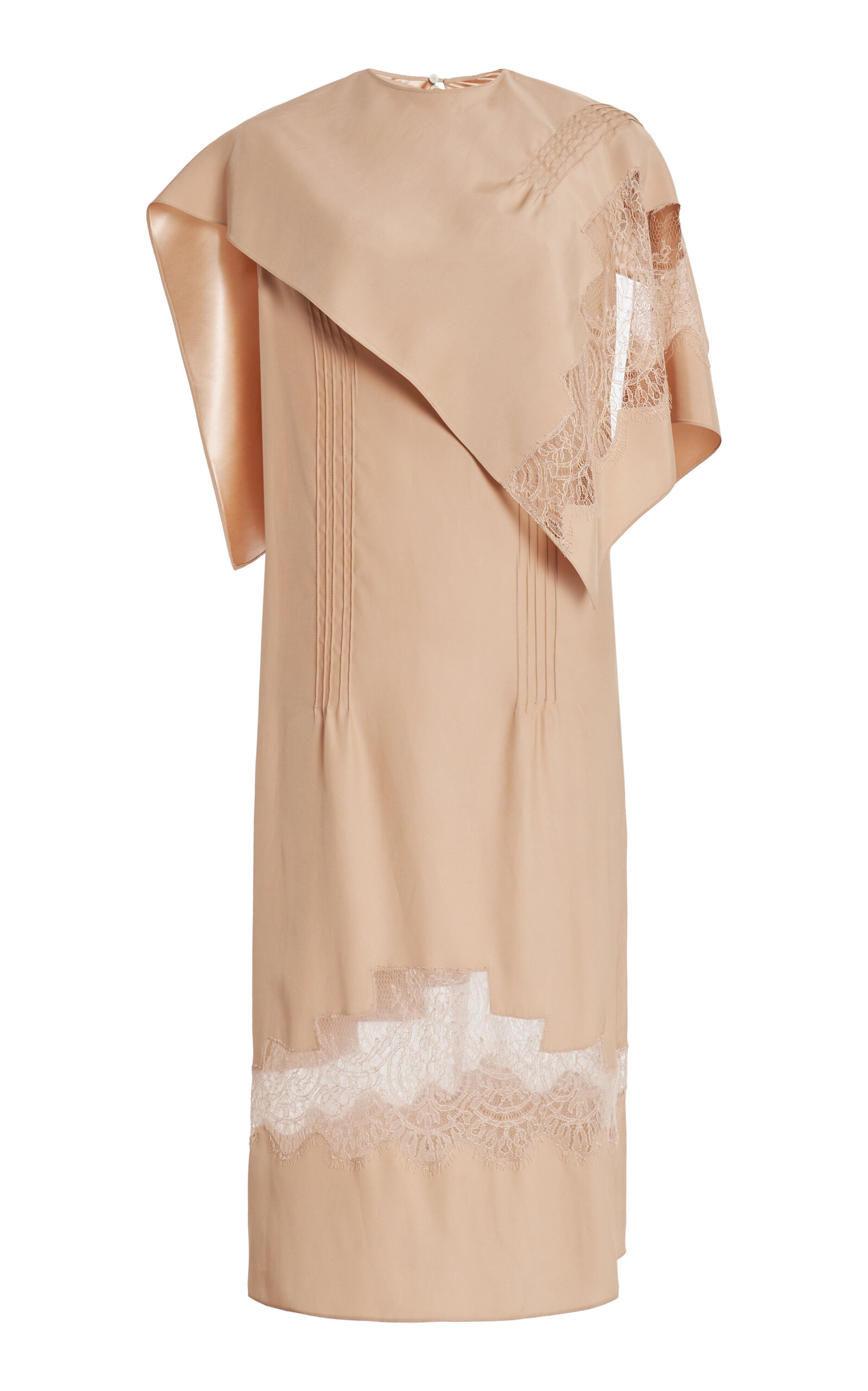 Ferragamo Lace-Trimmed Organic Silk Midi Dress