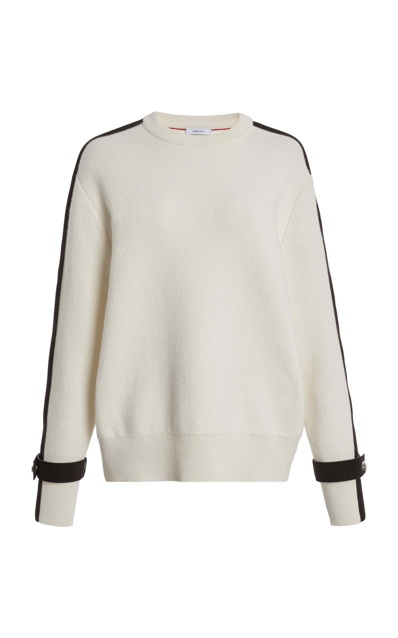 Ferragamo Hardware-detailed Knit Wool Sweater In White