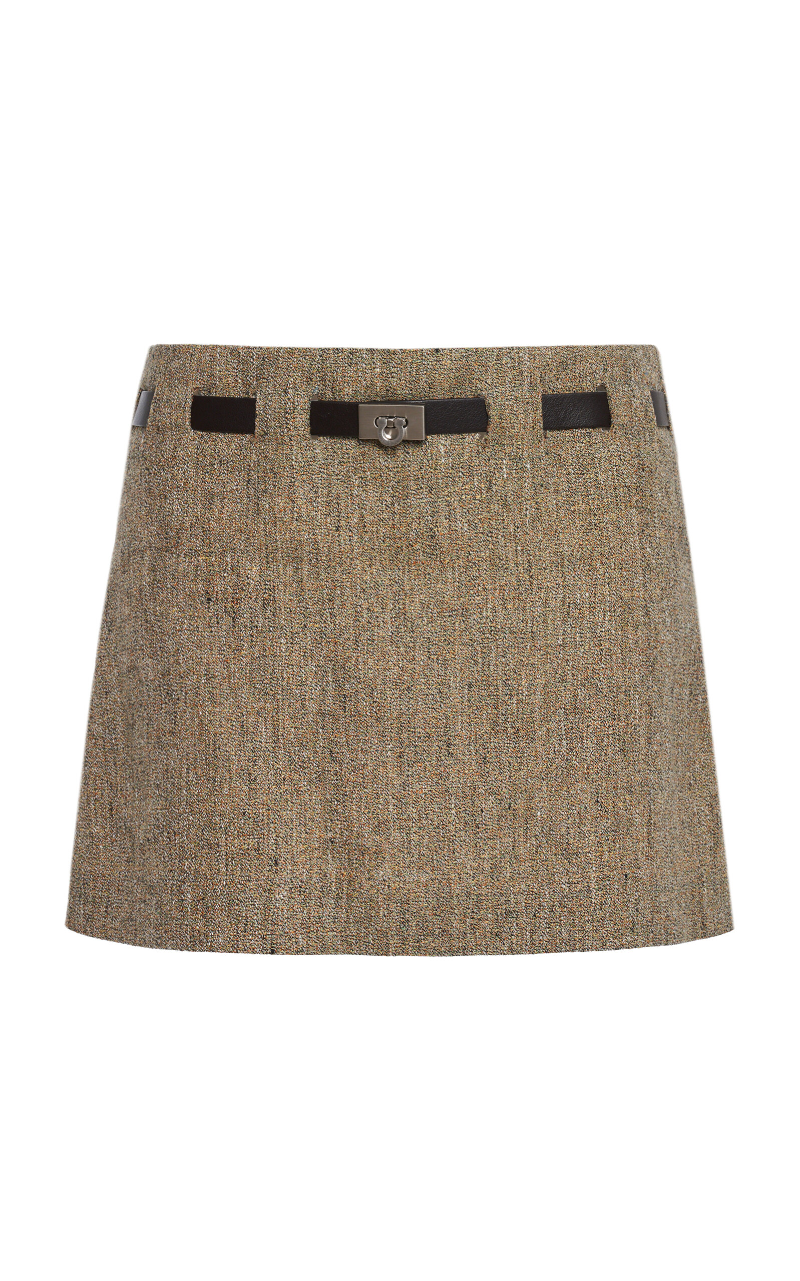 Ferragamo Belted Linen Mini Skirt