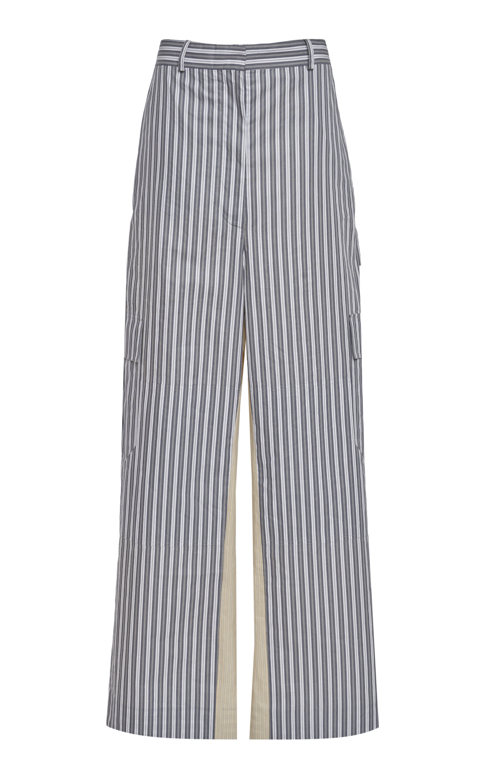 Stella Mccartney Striped Cotton Wide-leg Pants In Gray